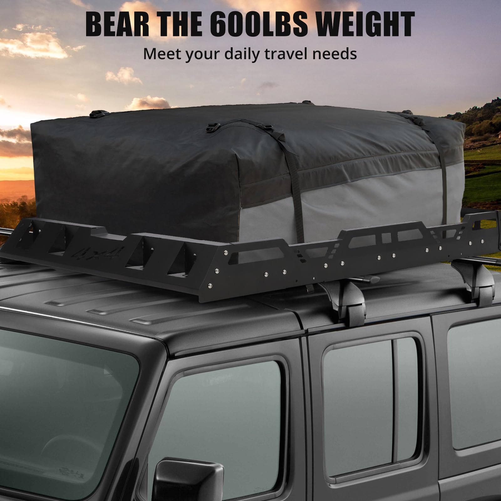 Garvee Roof Rack Basket Heavy Duty 220Lbs Capacity Anti-Rust Coating SUV Truck Cars