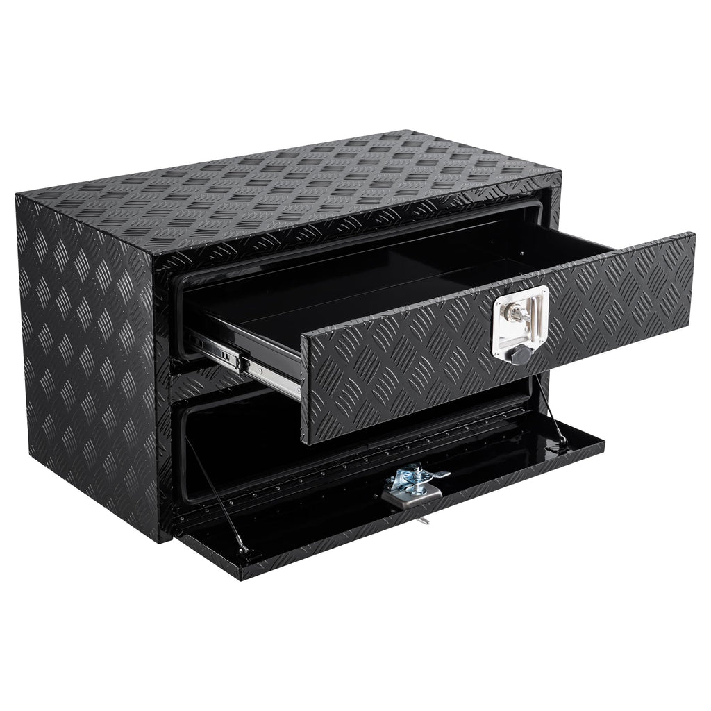 Garvee 36" Aluminum Truck Tool Box w/Drawer, Two-Tier Organizer, Waterproof Underbody Toolbox for Pickup, Truck Bed, RV, Trailer, 36"x18"x20"