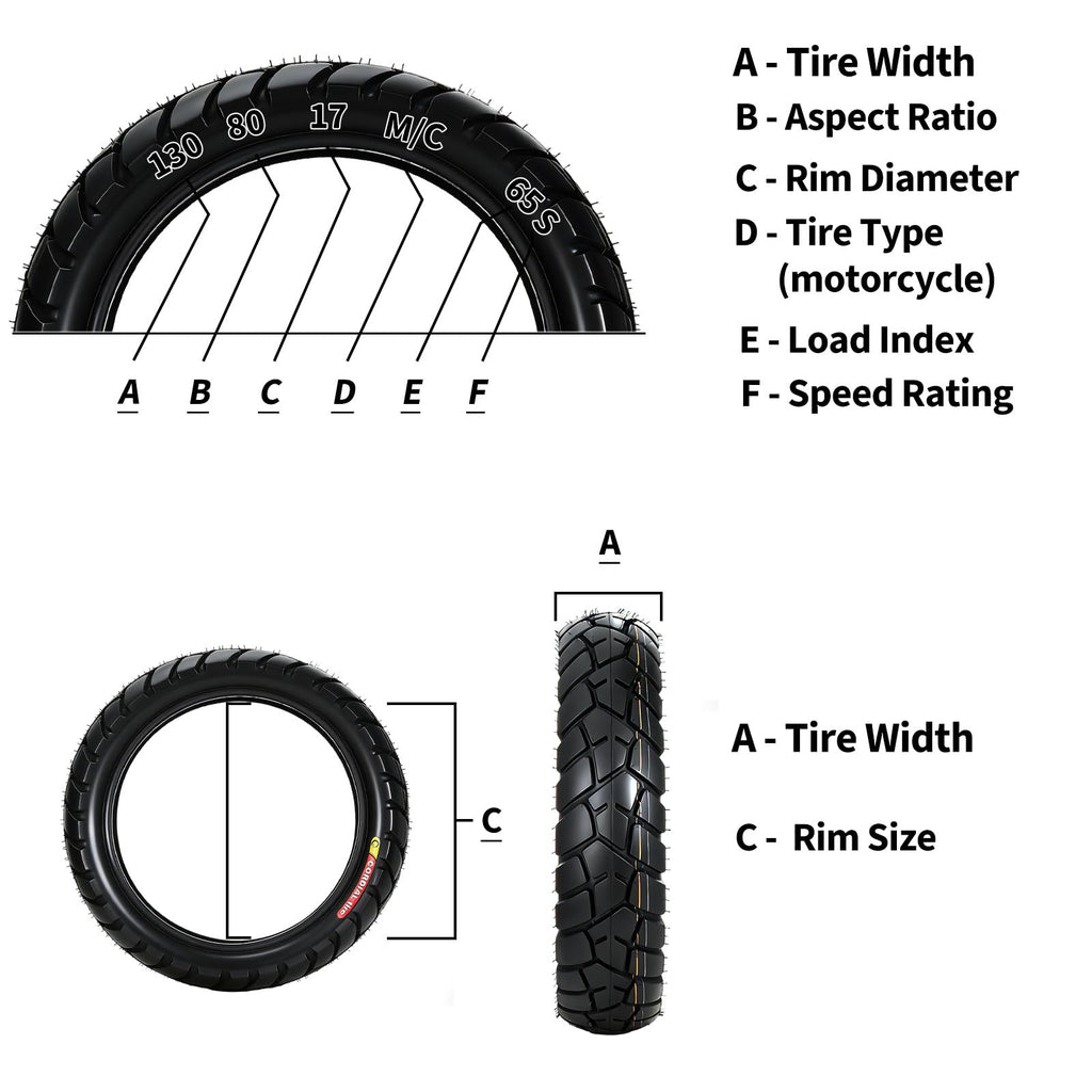 Garvee 130/80-17 Motorcycle Tire Rear Black Wall 4PR 65S Tubeless Street Tire Cruiser Touring High Performance Enhanced Grip Wear Resistance