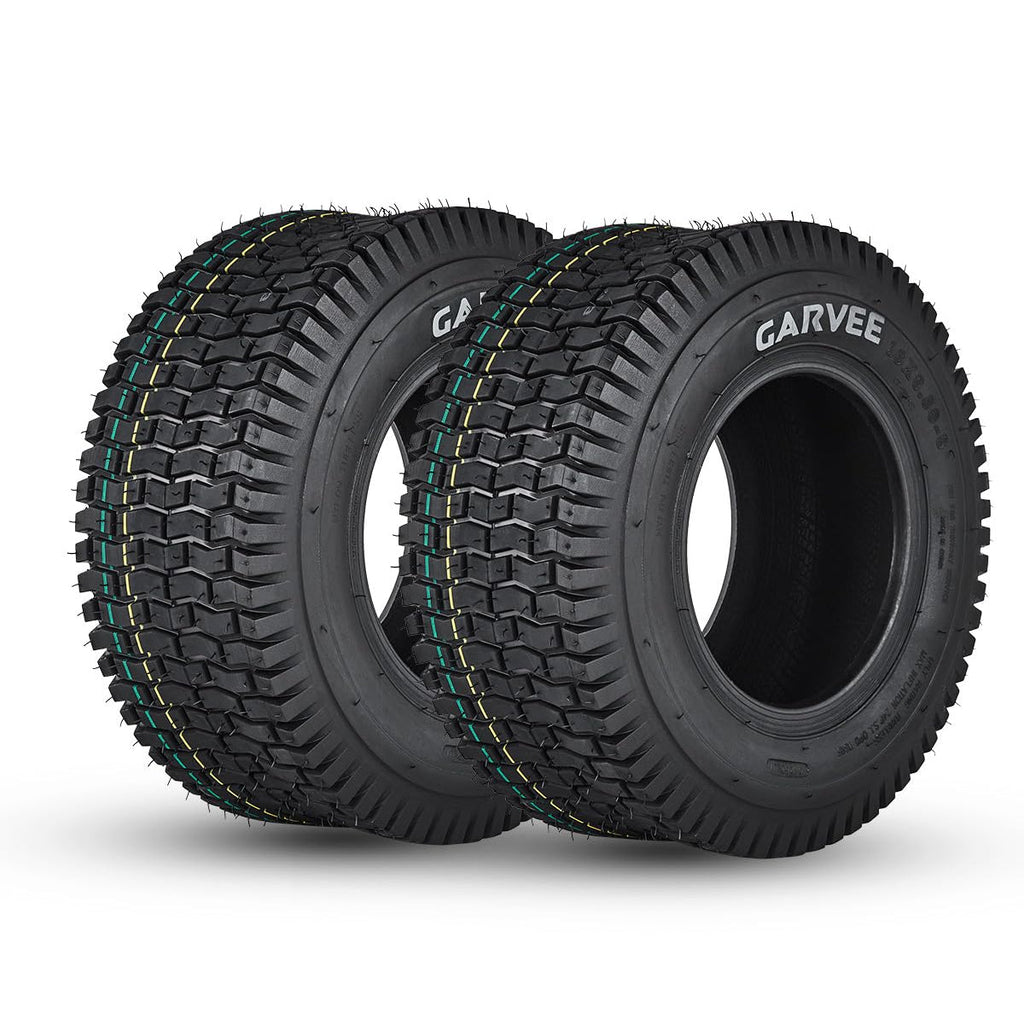 Garvee 2 Pack 16x6.50-8 Lawn Mower Tire V Pattern 4PR Tubeless Turf Tire for Lawn & Garden Mowers Utility Vehicles Black