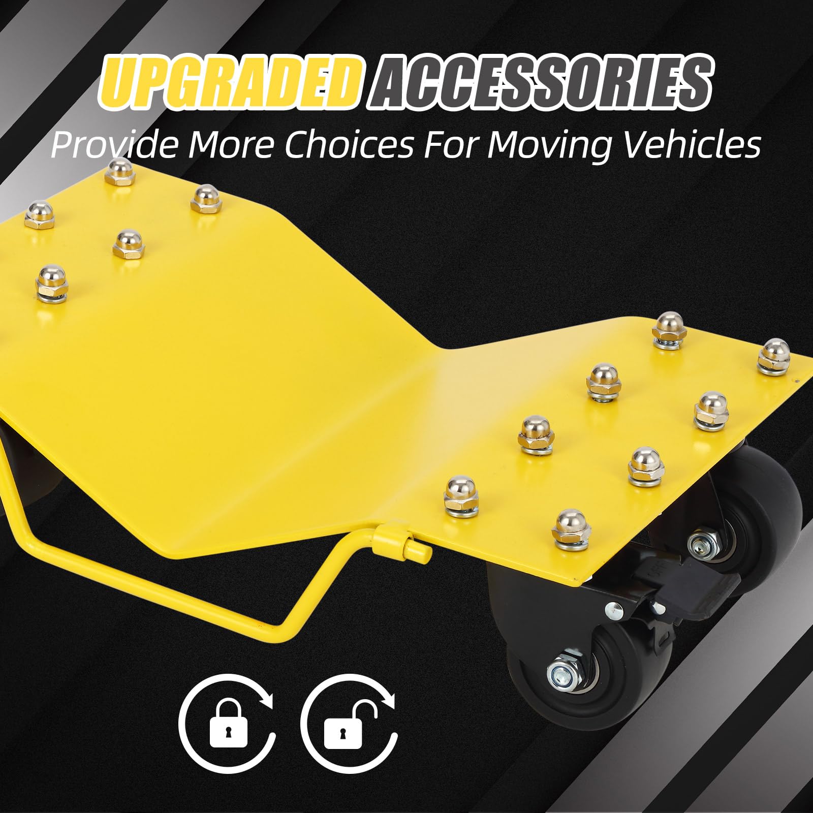 Garvee 4 Pack Car Dollies with Tow Hooks, 8000LBS Capacity Car Dolly with Thickened Handles & Sidebar, Car Wheel Dolly with Security Lock, Car Dolly Set of 4 for Moving Cars, Trucks & Vehicles