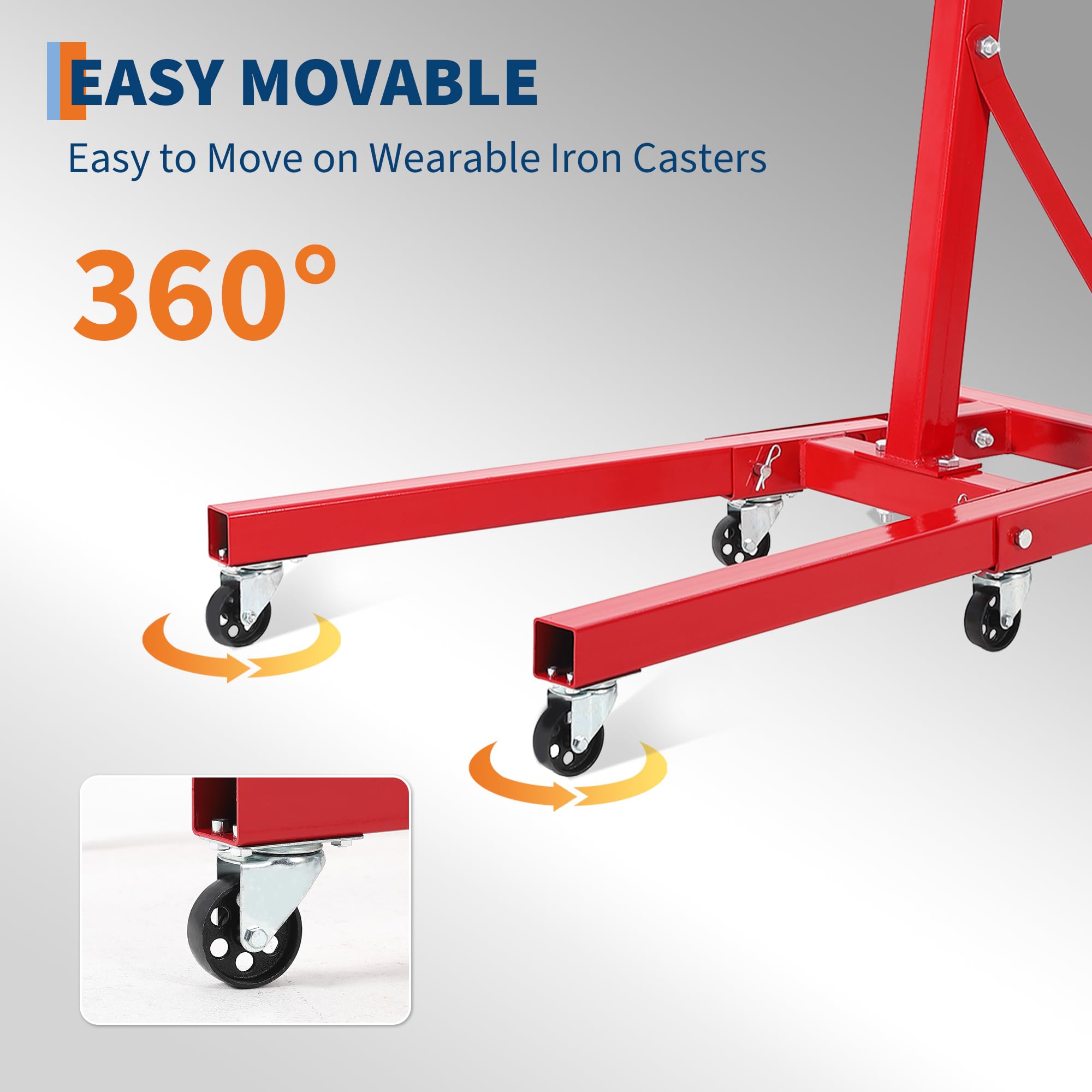Garvee Engine Stand 2000 LBS Rotating Motor Stand with 360° Rotating Head 4-Adjustable Arms 6-Casters for Vehicle Maintenance Auto Repair
