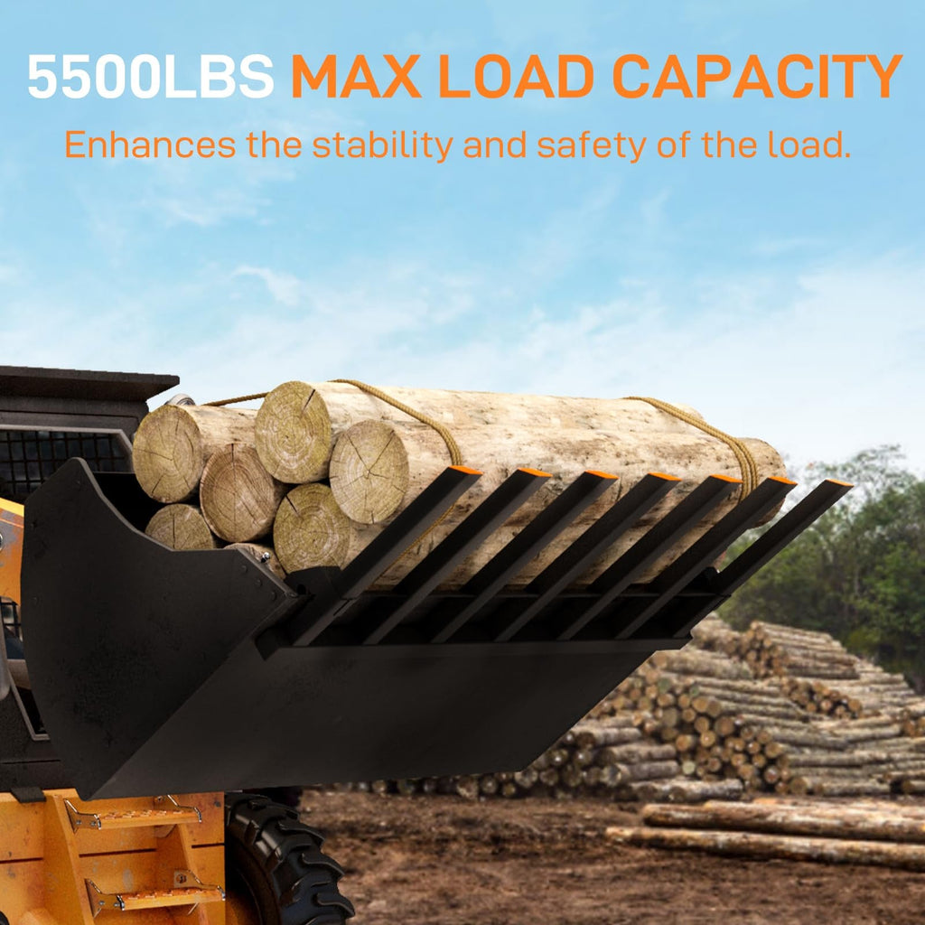 Garvee 68” Clamp on Debris Forks for Tractor Bucket, Heavy Duty 5500lbs Clamp on Pallet Forks Bucket, Efficient Clean-up, Quick Attach Pallet Forks for Loader Bucket Skid-steer Tractor