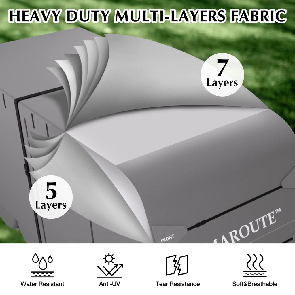 Garvee Travel Trailer Cover 24-27FT, 7-Layer Waterproof, Breathable, Windproof, Tear-Resistant, UV Protection, with Gutter, Tire & Jack Covers, Gray