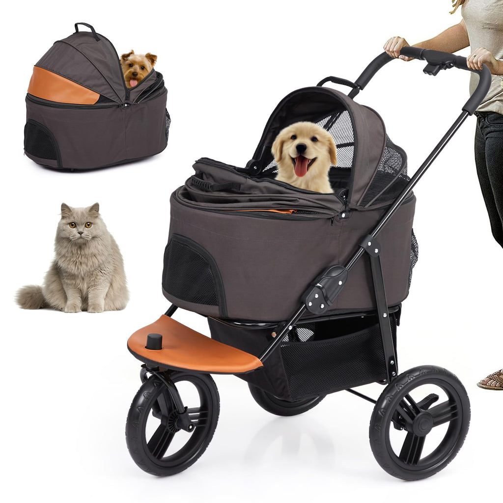 Garvee Multifunction Pet Travel System, Grey Orange, 3-in-1, Easy Fold