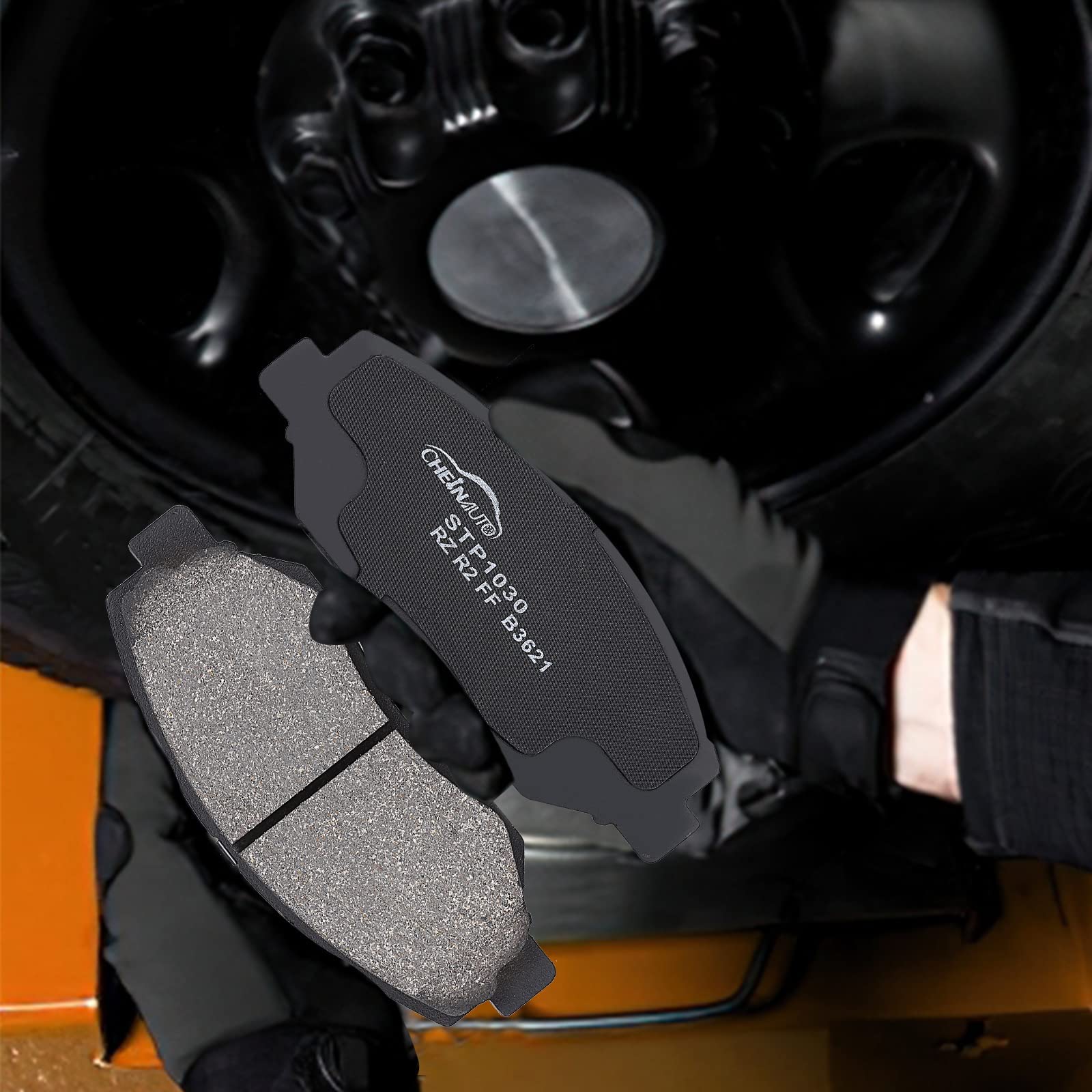 Garvee 4Pcs Premium Ceramic Front Disc Brake Pads Set with Steel Hardware Kits Replacement for 2013-2021 Ford F-250 Super Duty, 2013-2021 F-350 Super Duty