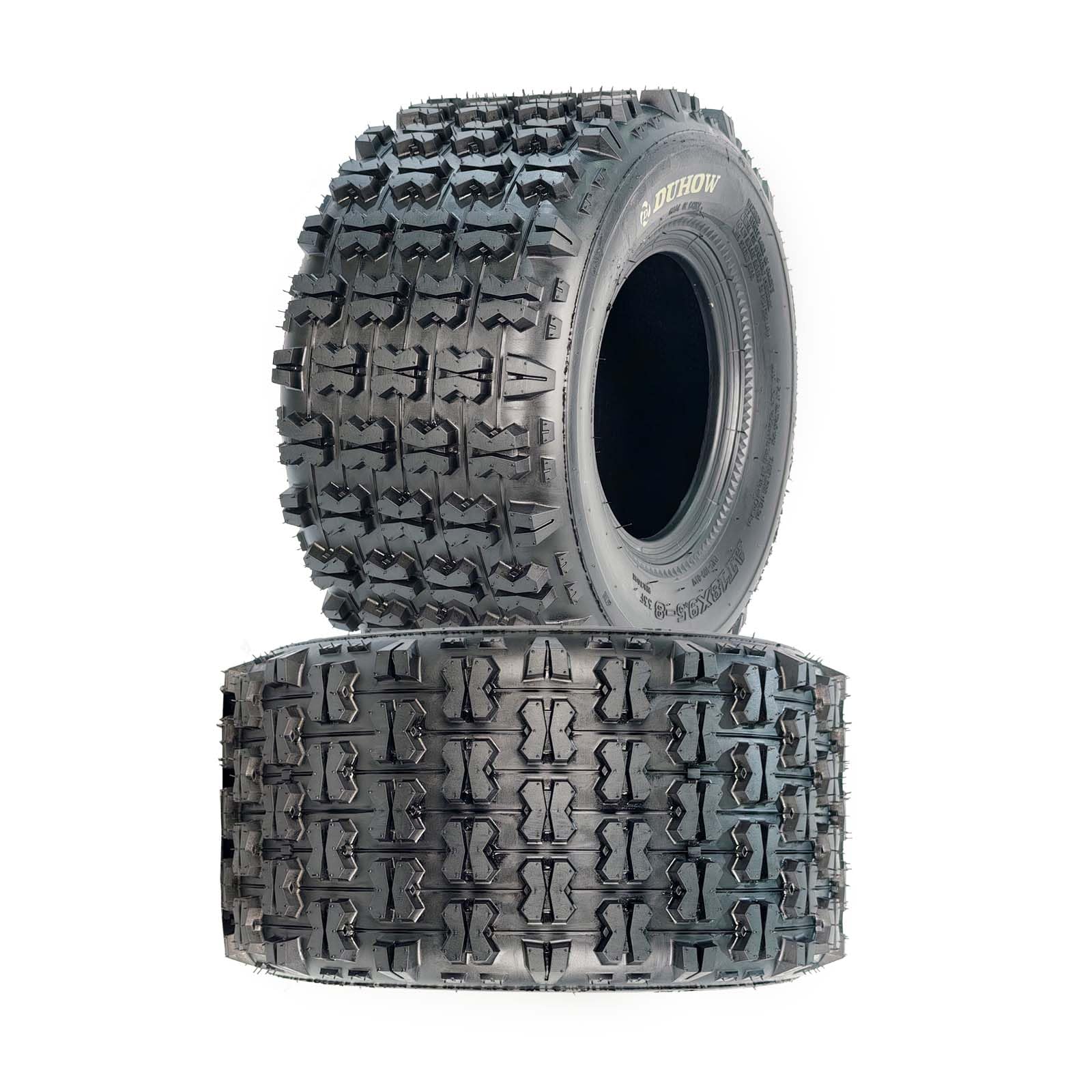 Garvee 18x9.5-8 Sport-Racing ATV Tires, 4 PR Tubeless Off-Road Tires, Knobby Tread, Durable Heavy-Duty, Mud Trail, Black, Set of 2
