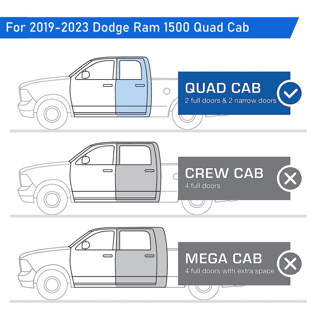 Garvee 2019-2023 Dodge RAM 1500 Quad Cab Boards, Excl. Classic Models