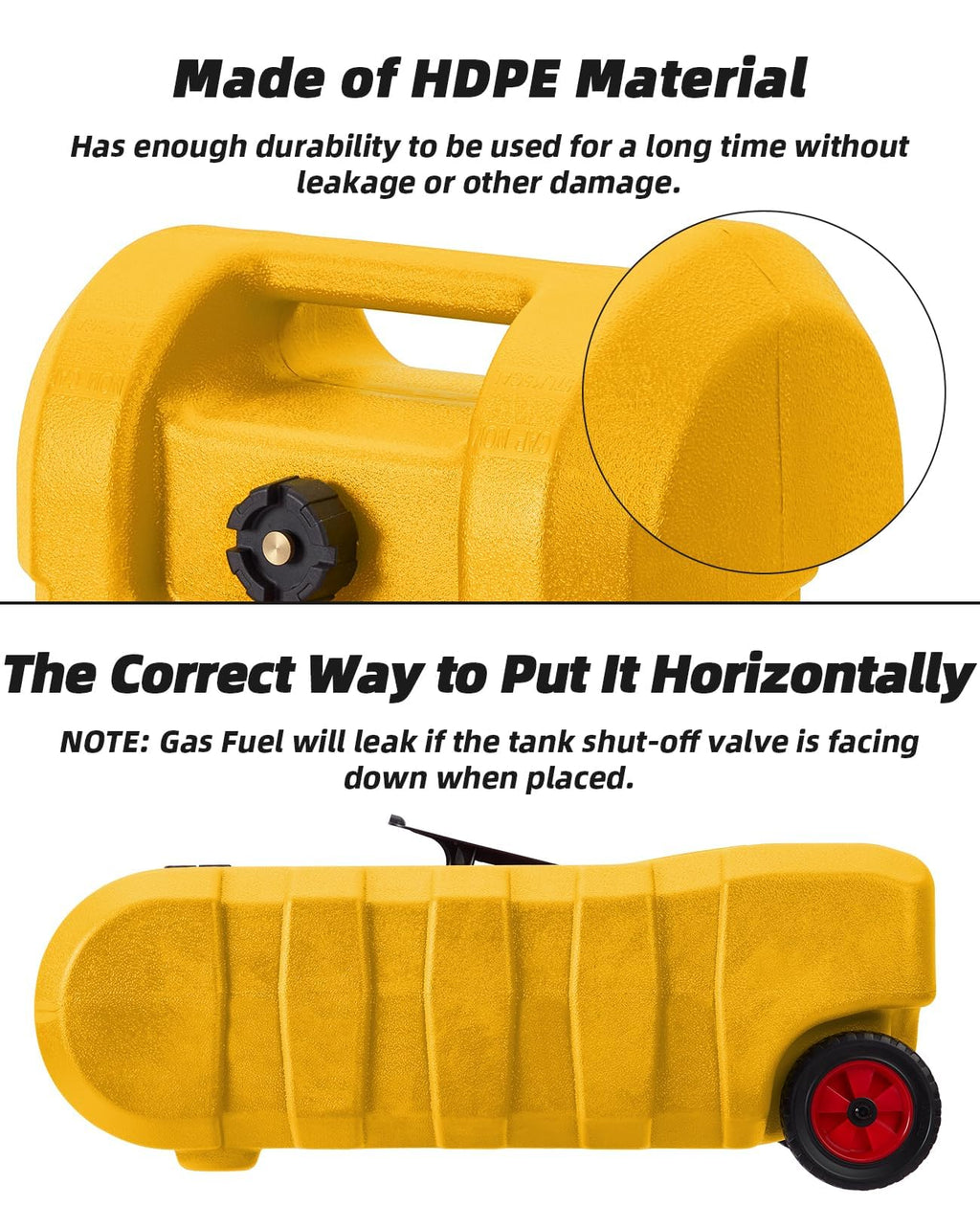 Garvee Upgraded 16 Gallon Gas Tank, Heavy-Duty Fuel Can with Manual Transfer Pump, 10FT Hose, and Casters, Leak-Proof Portable Gas Container for Lawn Mowers, Tractors, Boats, and Snow Blowers, Yellow