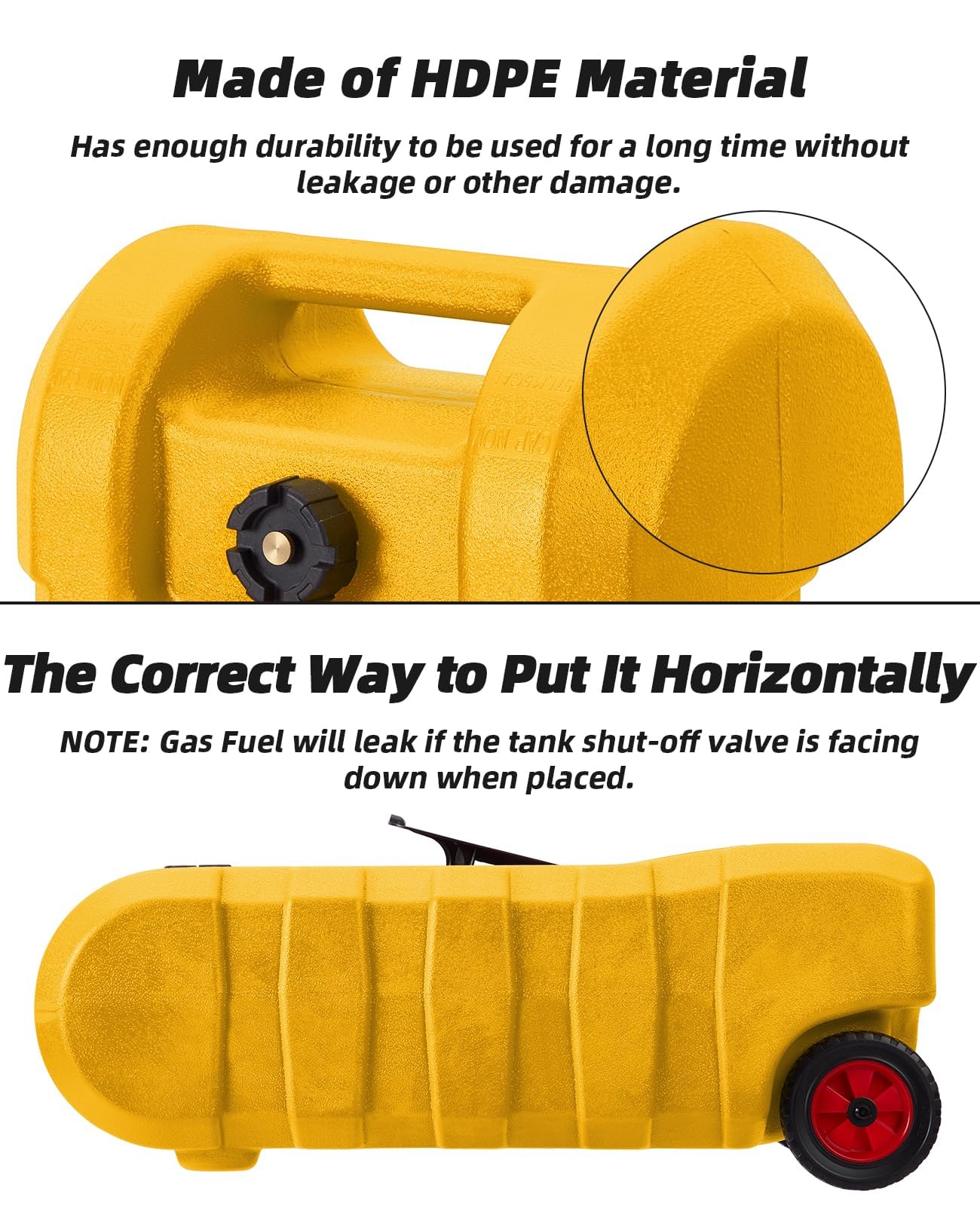 Garvee Upgraded 16 Gallon Gas Tank, Heavy-Duty Fuel Can with Manual Transfer Pump, 10FT Hose, and Casters, Leak-Proof Portable Gas Container for Lawn Mowers, Tractors, Boats, and Snow Blowers, Yellow