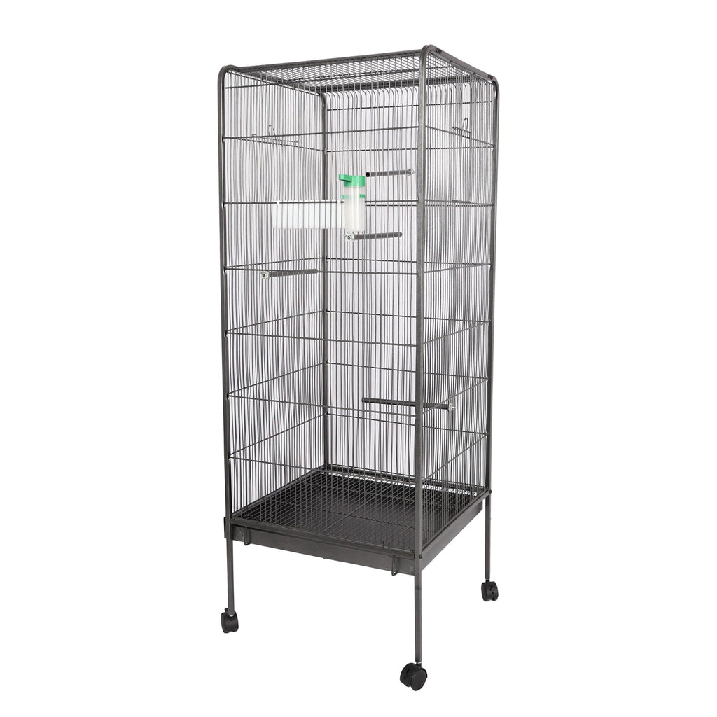 Garvee Steel Bird Cage With Rolling Stand Plastic Feeder PP Slide-out Tray Large Flight Cage For Parrots Parakeets Cockatiels Pigeons Lovebirds Antique Gray