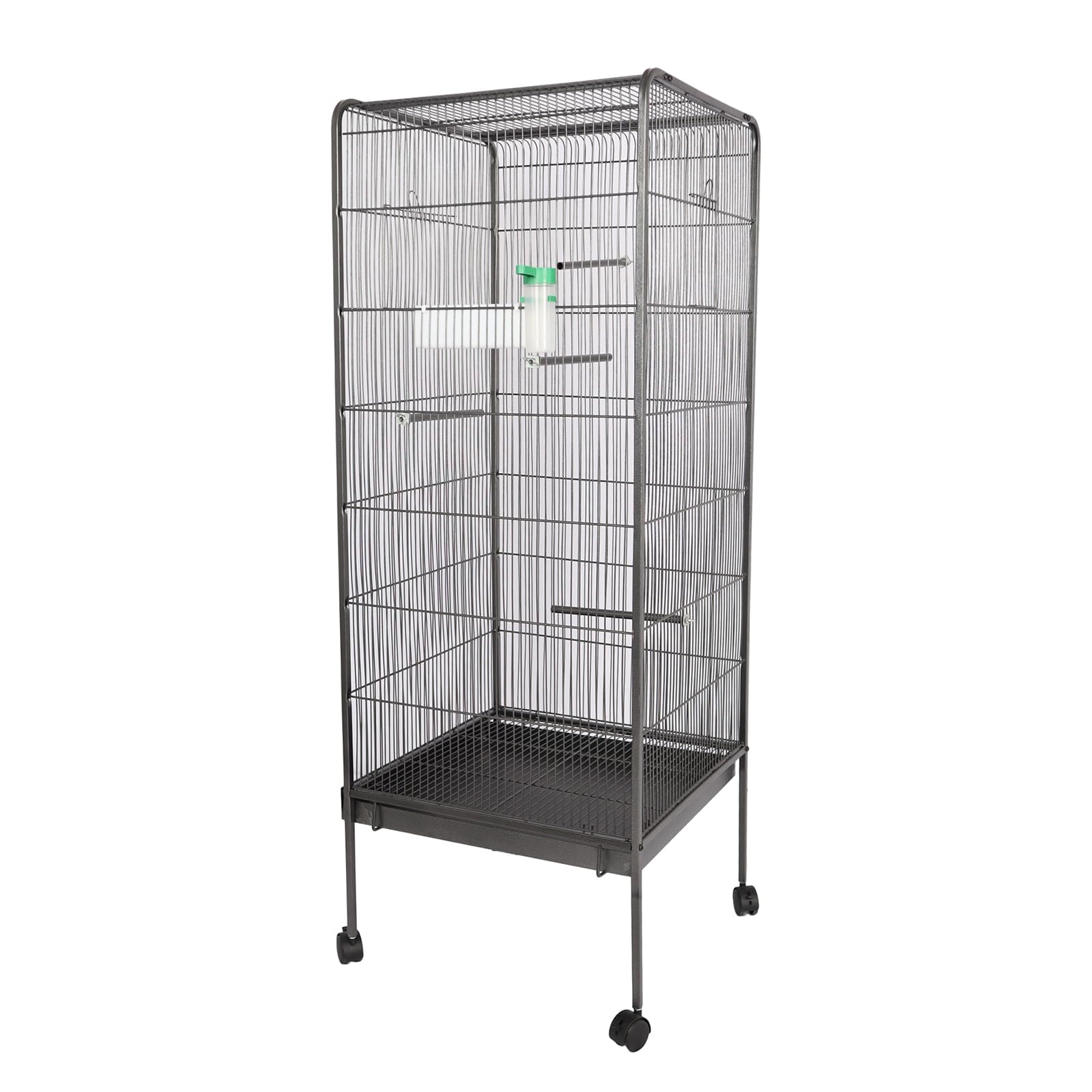 Garvee Steel Bird Cage With Rolling Stand Plastic Feeder PP Slide-out Tray Large Flight Cage For Parrots Parakeets Cockatiels Pigeons Lovebirds Antique Gray