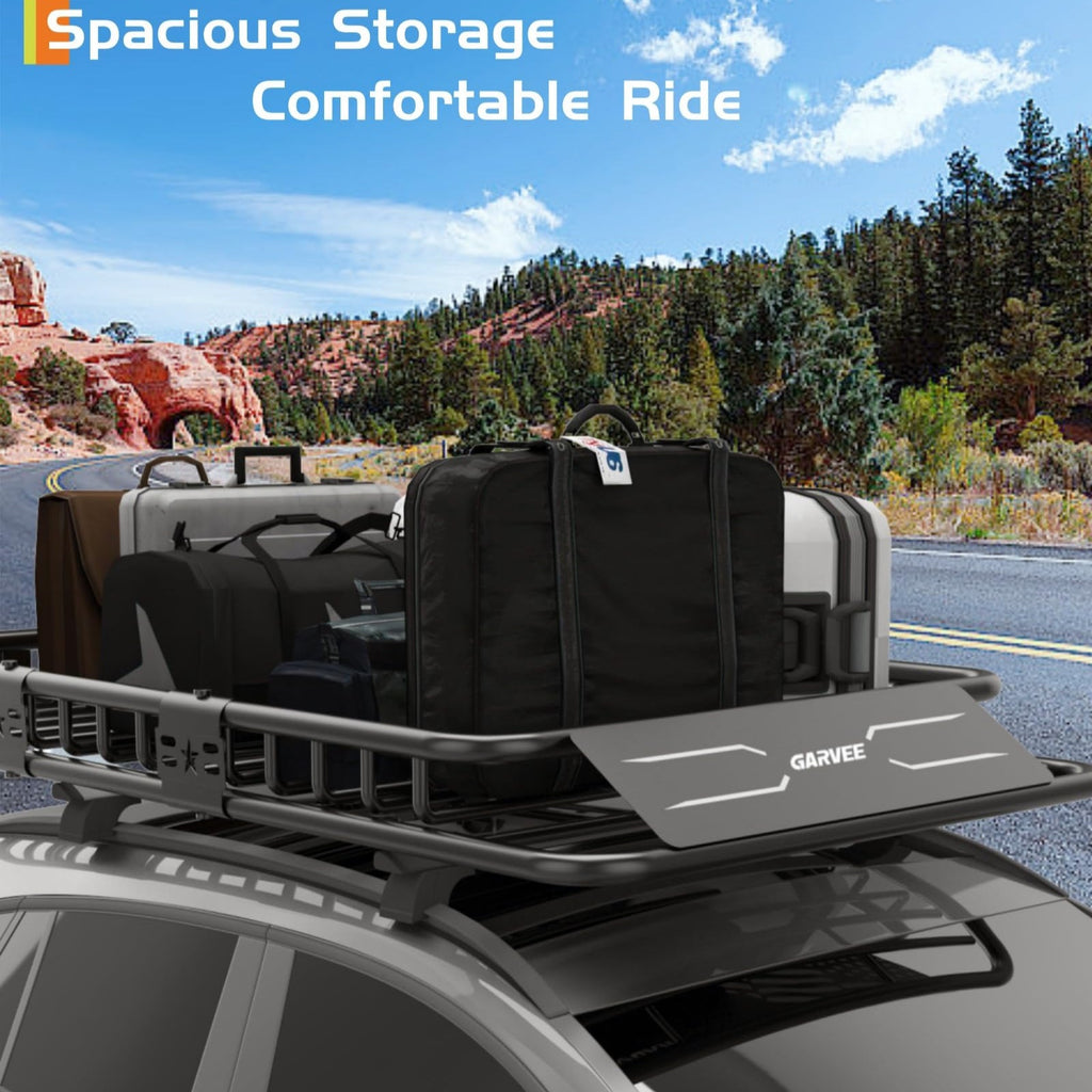 Garvee 64" x 50" x 6" Universal Roof Rack Basket, Heavy Duty Steel Cargo Carrier for SUVs, Trucks, Vehicles, Black