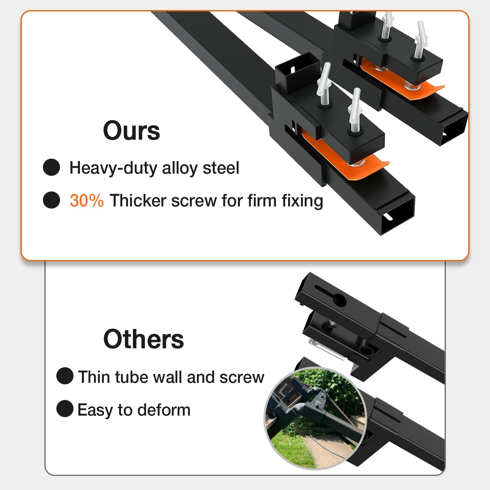 Garvee 60 Inch Clamp on Pallet Forks, 4000 Lbs Heavy Duty Pallet Forks for Tractor Bucket, Skid Steer,Black - without Stabilizer Bar