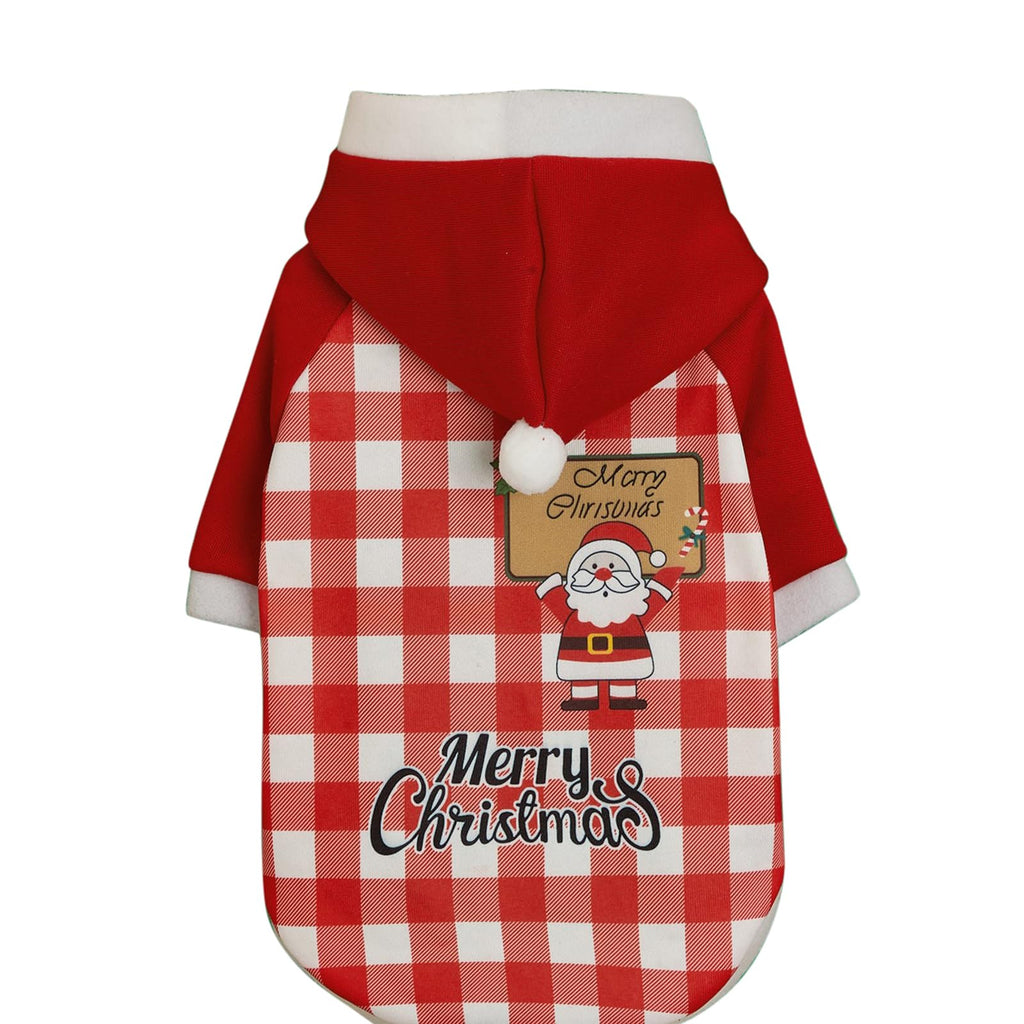 Garvee Dog Christmas Plaid Sweatshirt Hoodie 4 Snowman Pattern Pet Winter Clothes for Small Medium Large Dogs Red Snowman Hooded Sweatshirt XL