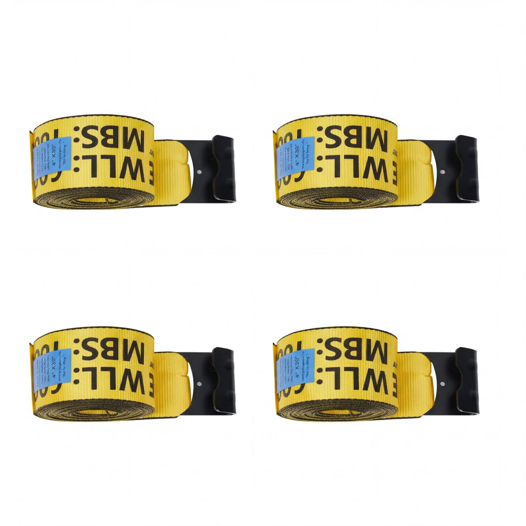 Garvee 4" x 30' Heavy Duty Truck Straps with Flat Hooks, Tie Down Cargo Straps for Flatbed Trucks, Trailers, Farms, Towing, Yellow, 4 Pack