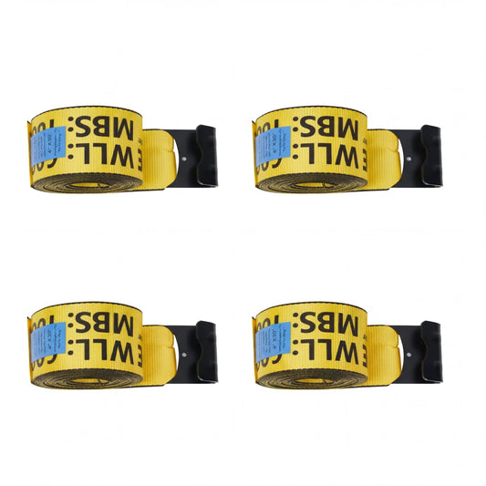 Garvee 4" x 30' Heavy Duty Truck Straps with Flat Hooks, Tie Down Cargo Straps for Flatbed Trucks, Trailers, Farms, Towing, Yellow, 4 Pack