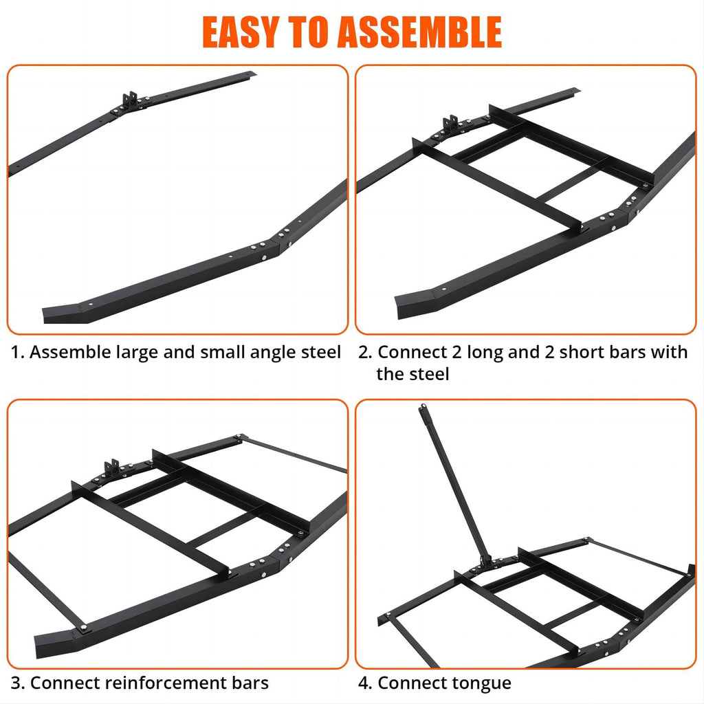 Garvee 66" Heavy Duty Steel Driveway Drag Grader, Wide Level Spreader for ATV, UTV, Lawn Tractors, Hay Fields, Gravel, Soil, Topdressing