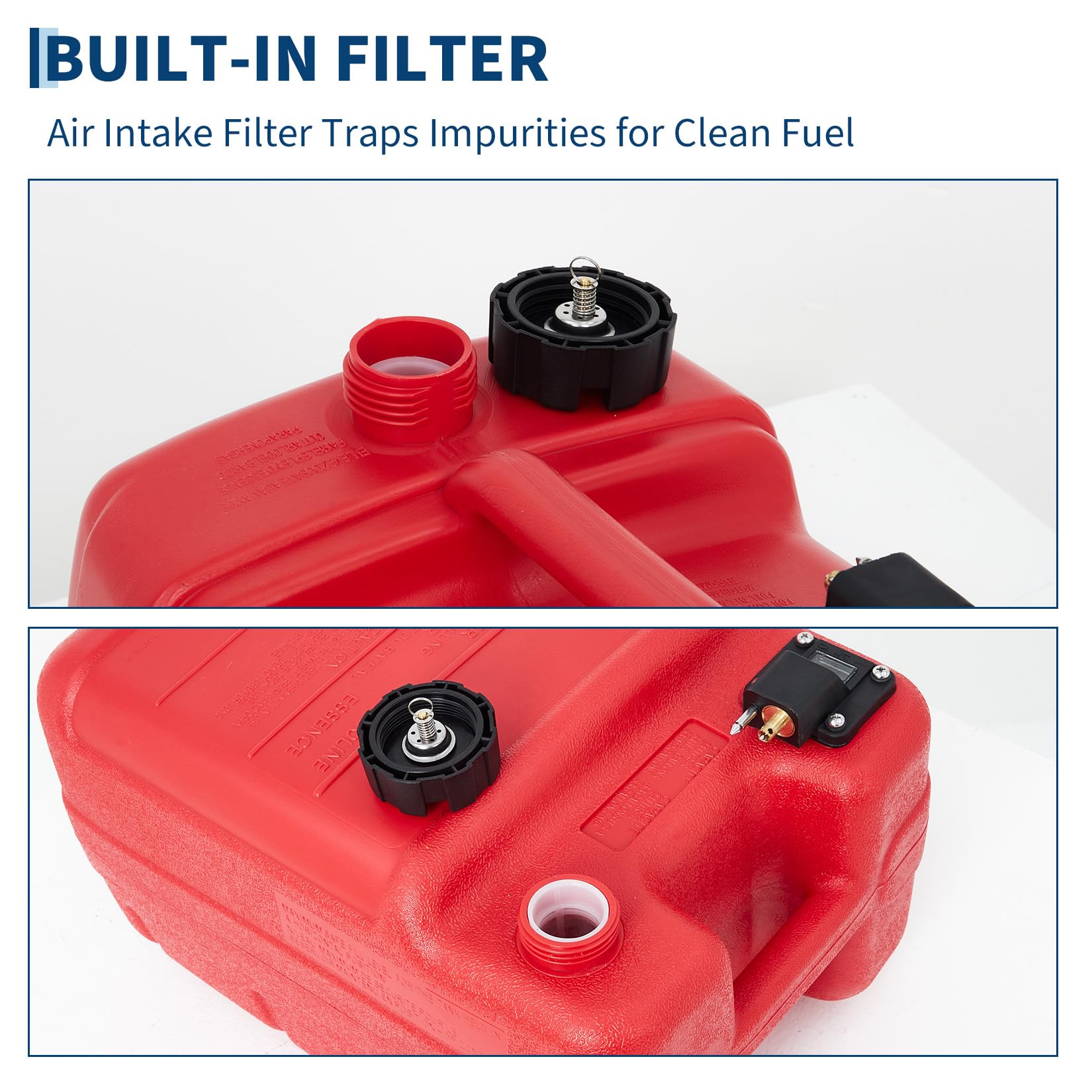 Garvee 6 Gallon Portable Boat Fuel Gas Tank, 24L Marine Tank with I-Shaped Handle, Connector, Line for Boats, Kayaks & Outboard Engines, Compact Design, Durable HDPE Material, Red