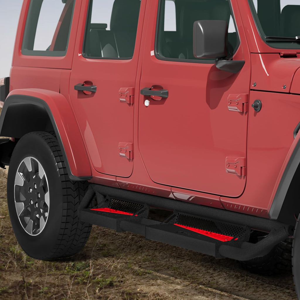 Garvee Running Boards Compatible with 2007-2018 Jeep Wrangler JK 4 Doors, 2007-2018 Rocker Bars for Jeep Wrangler JK,6 inch Steel Side Steps Nerf Bars for Jeep JK Body Protection