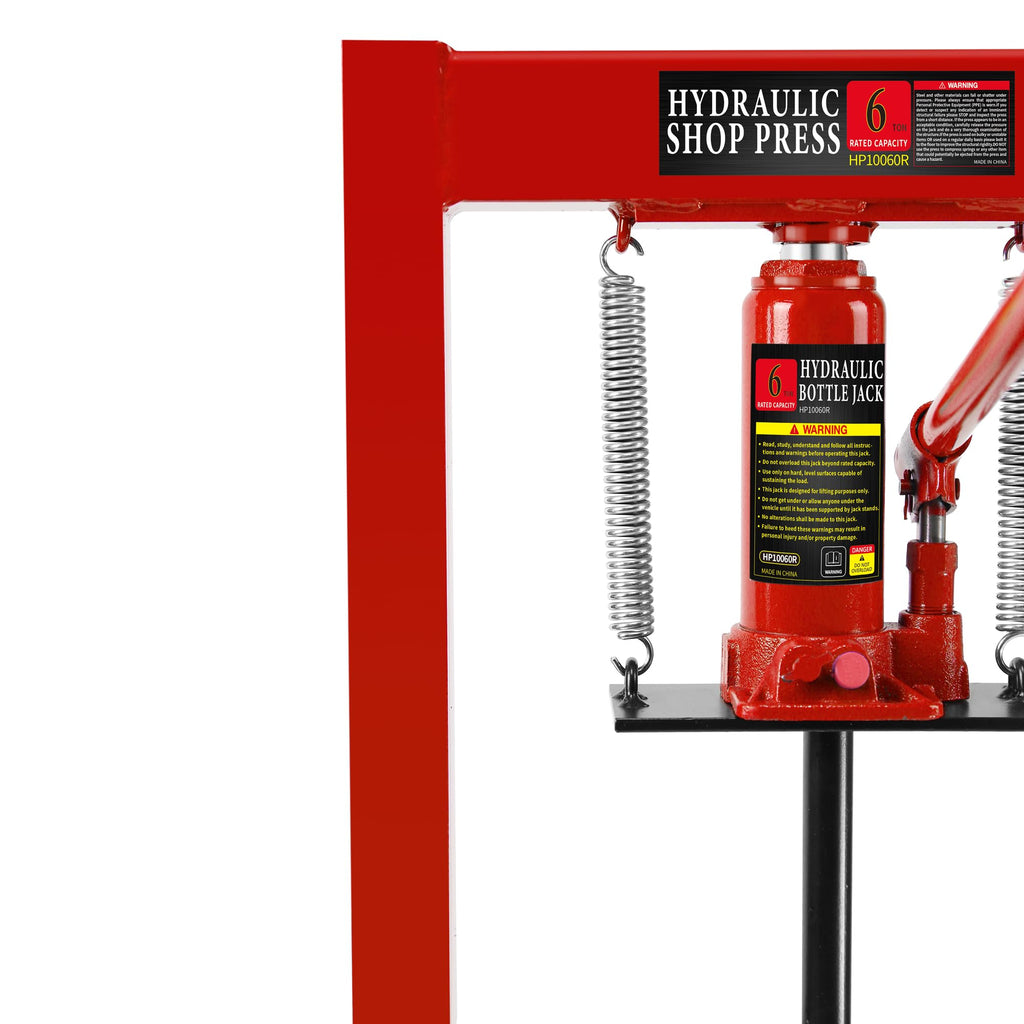 Garvee Hydraulic Press 6 Ton H-Frame Adjustable Shop Press With Stamping Plates For Garage Floor Metalworking, Black