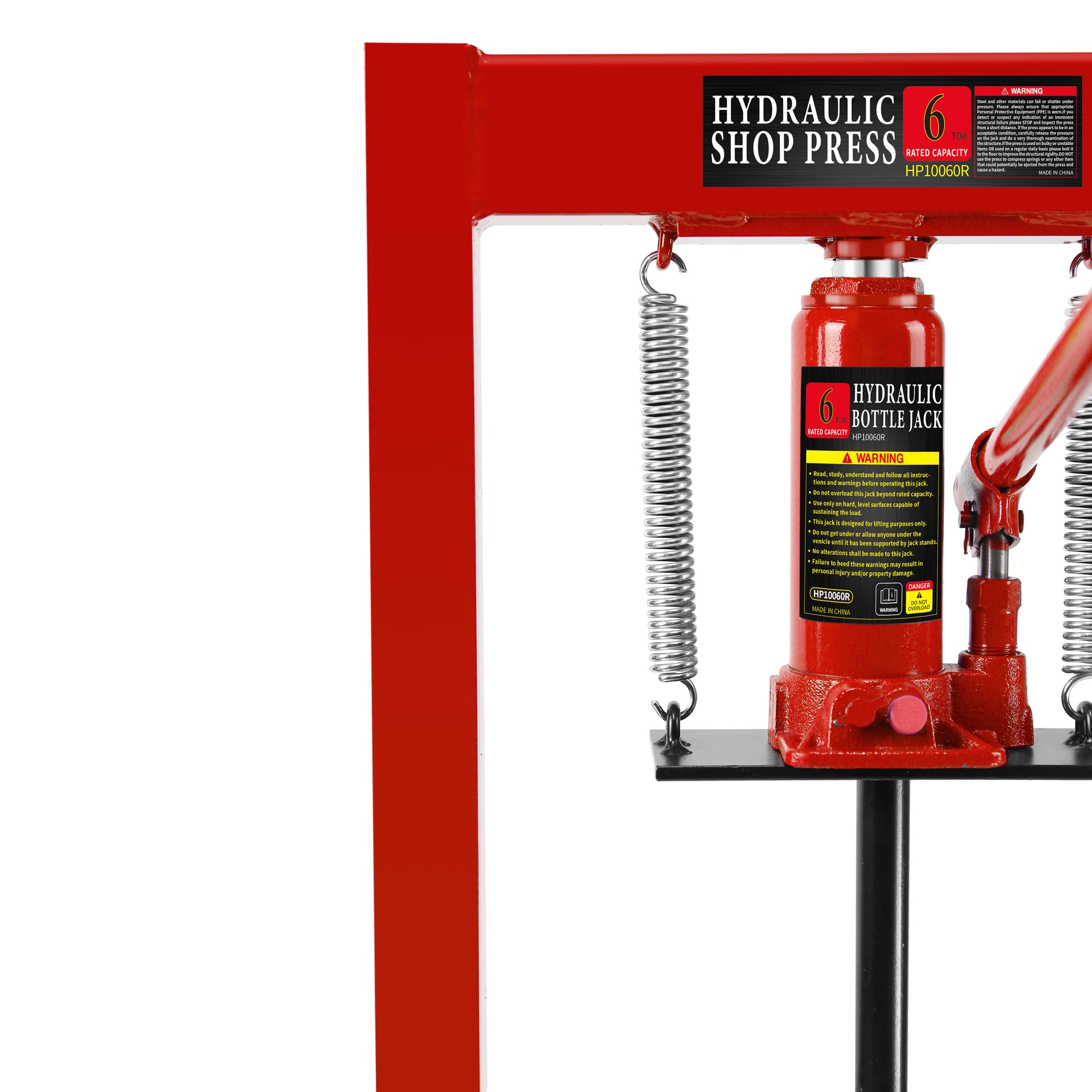 Garvee Hydraulic Press 6 Ton H-Frame Adjustable Shop Press With Stamping Plates For Garage Floor Metalworking, Black