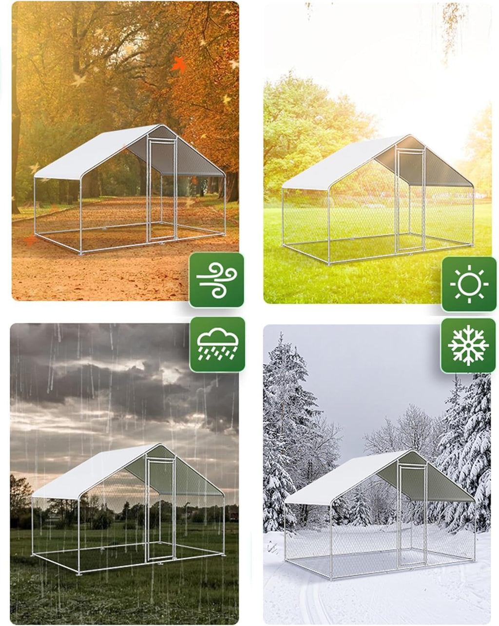 Garvee Large Chicken Coop, Metal Chicken Run for Yard with Waterproof and Anti-UV Cover, Walk in Fence Cage for Outdoor Farm Use(6.6ft x 9.8ft x 6.4ft)
