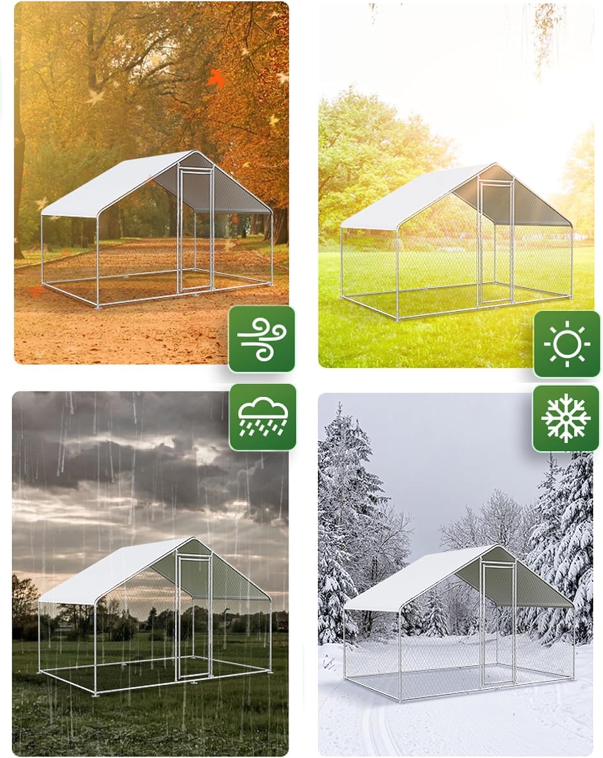 Garvee Large Chicken Coop, Metal Chicken Run for Yard with Waterproof and Anti-UV Cover, Walk in Fence Cage for Outdoor Farm Use(6.6ft x 9.8ft x 6.4ft)