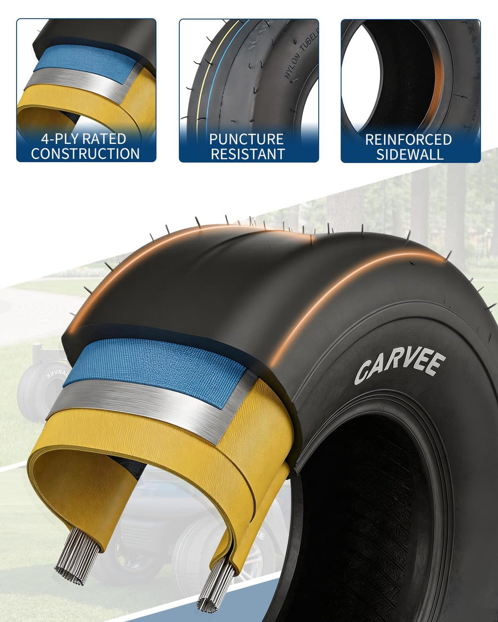 Garvee 2 Pack 11x4.00-5 Lawn Mower Tire Tubeless for Lawn & Garden Mowers, 4PR, Smooth Pattern, Black