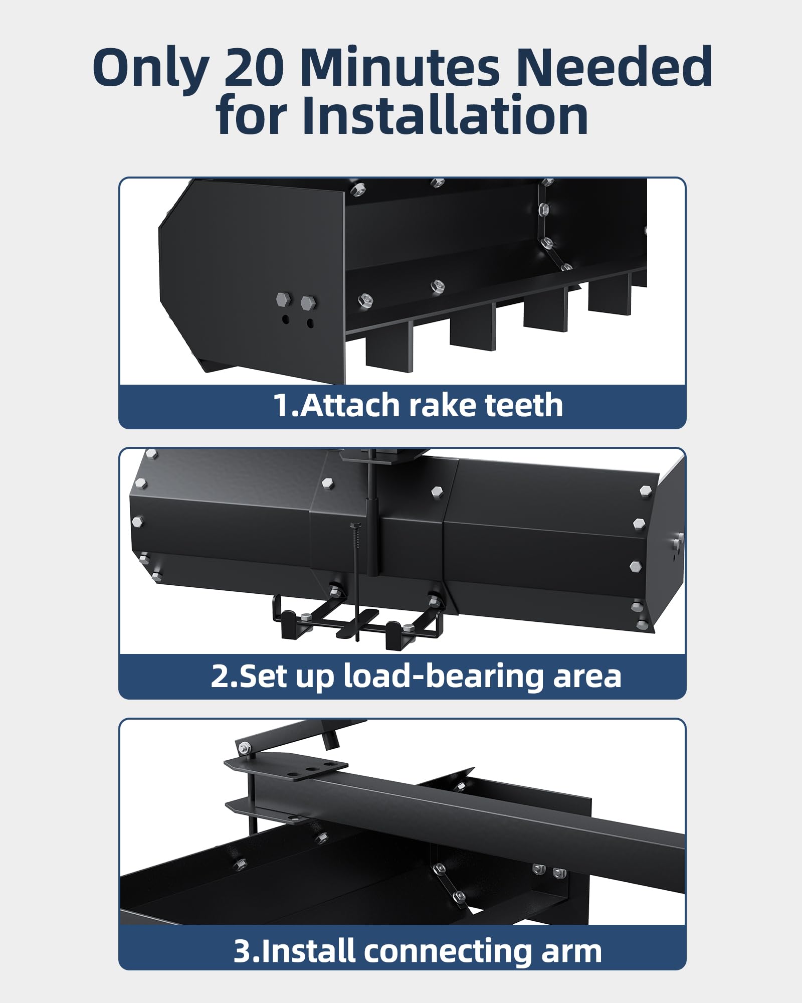 Garvee Sleeve Hitch Tow, Carbon Structural Steel for Turning Over The Soil & Shoveling Snow, Black, 42"
