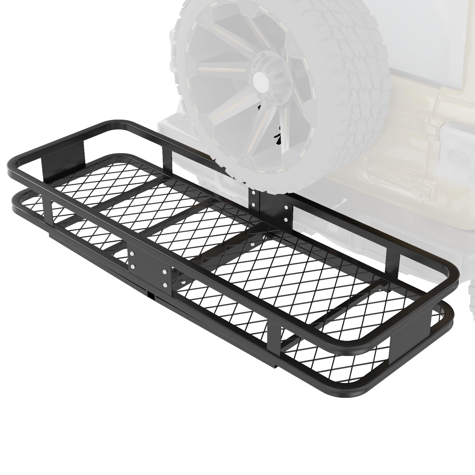 Garvee [500 Lbs] Hitch Cargo Carrier, Heavy Duty Luggage Basket Compatible with 2 Inch Receiver, Foldable Rack for SUV Pickup Camping Traveling, 59 x 20 Inch