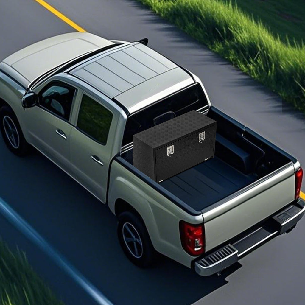Garvee 48"X18" Heavy Duty Aluminum Tool Underbody Box, Waterproof Truck Storage Organizer Chest for Pick Up Truck Bed, RV Trailer, Black