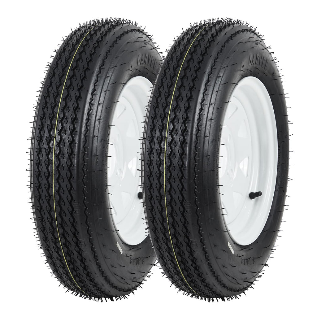Garvee 5.30-12 Trailer Tire and Wheel Assembly, Heavy-Duty Load Range C 6PR, 12 Inch White Modular Wheel for Utility Boat Camper Trailers, Set of 2