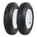 Garvee 5.30-12 Trailer Tire and Wheel Assembly, Heavy-Duty Load Range C 6PR, 12 Inch White Modular Wheel for Utility Boat Camper Trailers, Set of 2