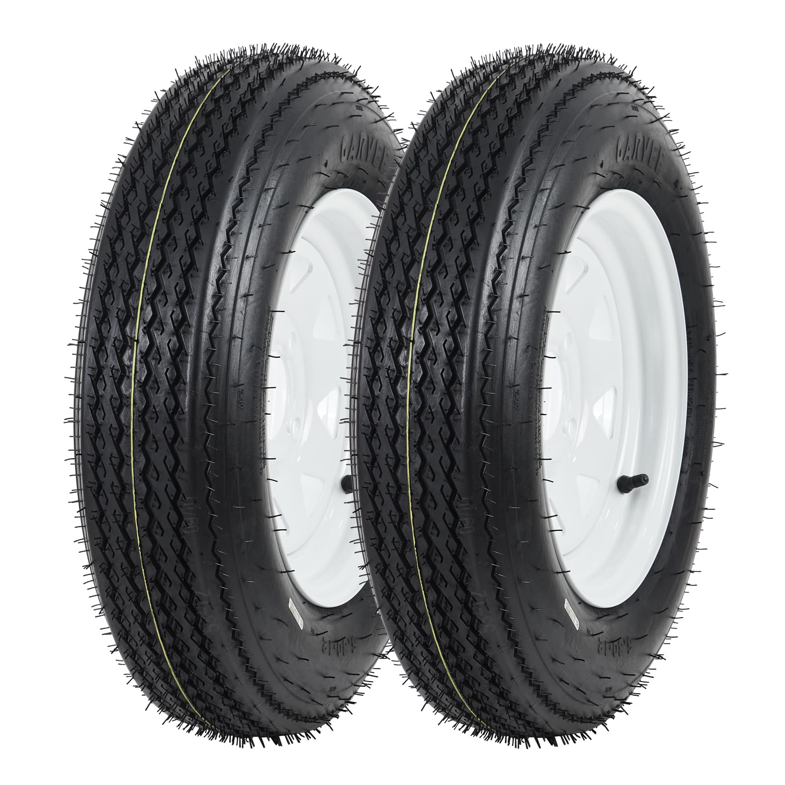 Garvee 5.30-12 Trailer Tire and Wheel Assembly, Heavy-Duty Load Range C 6PR, 12 Inch White Modular Wheel for Utility Boat Camper Trailers, Set of 2