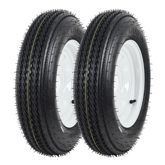 Garvee 5.30-12 Trailer Tire and Wheel Assembly, Heavy-Duty Load Range C 6PR, 12 Inch White Modular Wheel for Utility Boat Camper Trailers, Set of 2