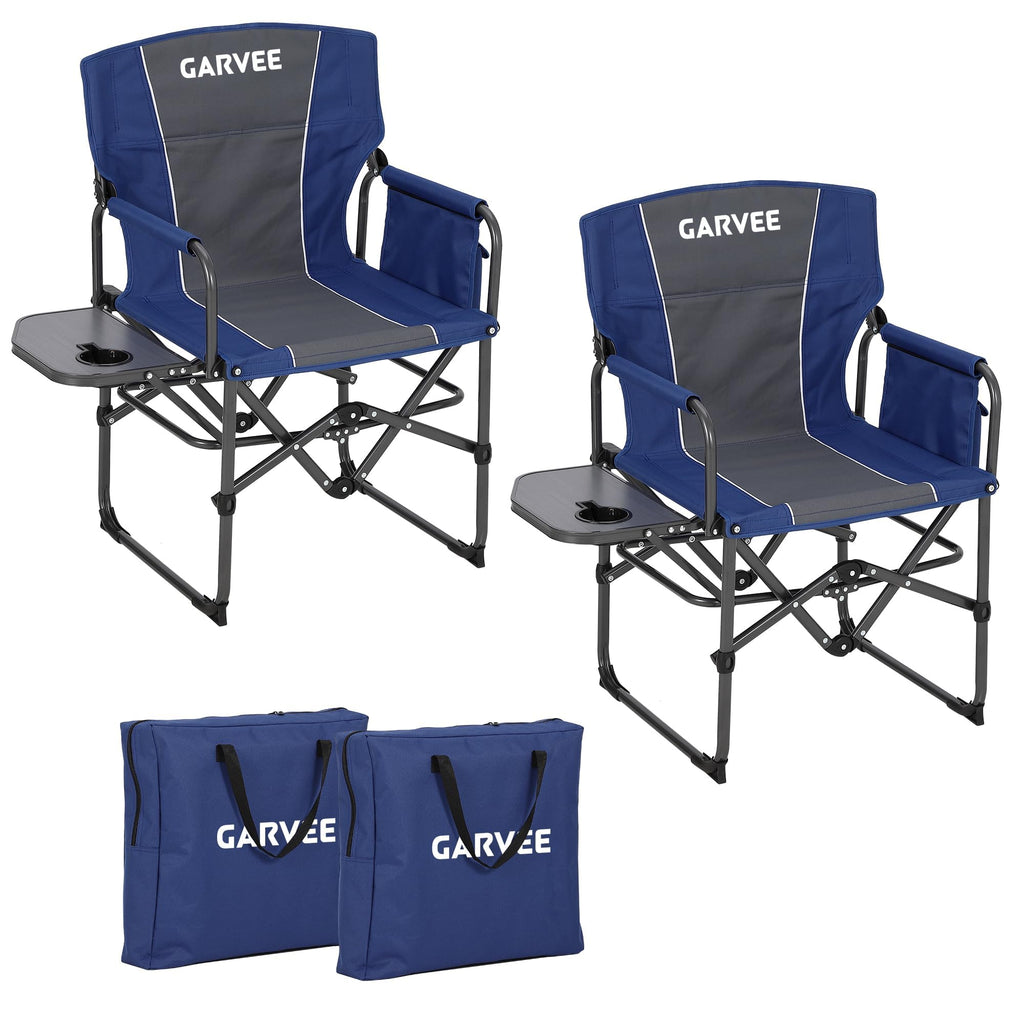 Garvee Oversized Camping Directors Chair Heavy Duty Portable Folding Lawn Chair with Side Table for Outdoor Beach Fishing Picnic, 20.8in x 19.8in x 5.5in