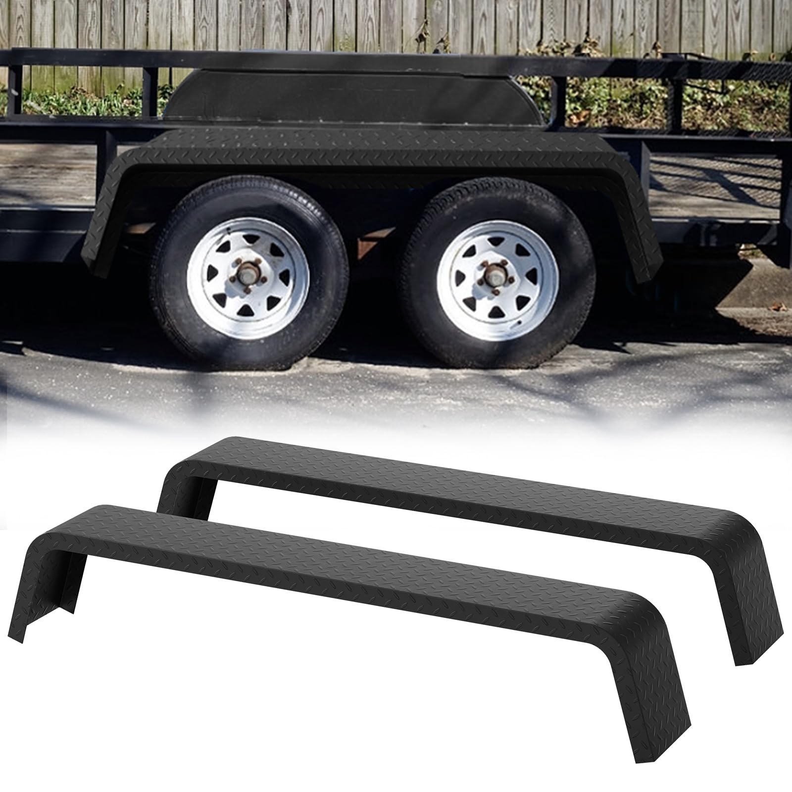 Garvee 2-Pack Heavy-Duty 14-Gauge Steel Tandem Axle Trailer Fenders - 72-7/8" x 10-1/4" x 13", Bolt-On/Weldable, Fits 13"-15" Tires for Car Haulers, Utility & Cargo Trailers, Assembly required