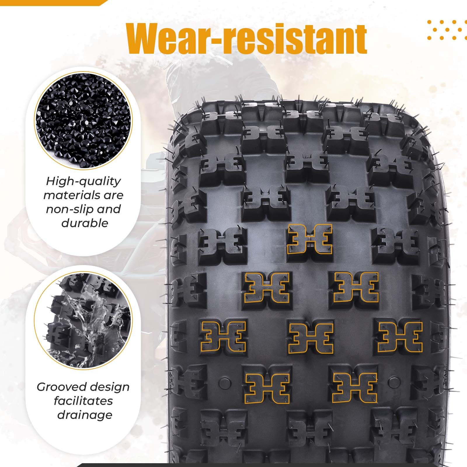 Garvee Set of 4 ATV UTV Tires Front 21x7-10 & Rear 20x10-9 6PR TL Black Durable Off-Road
