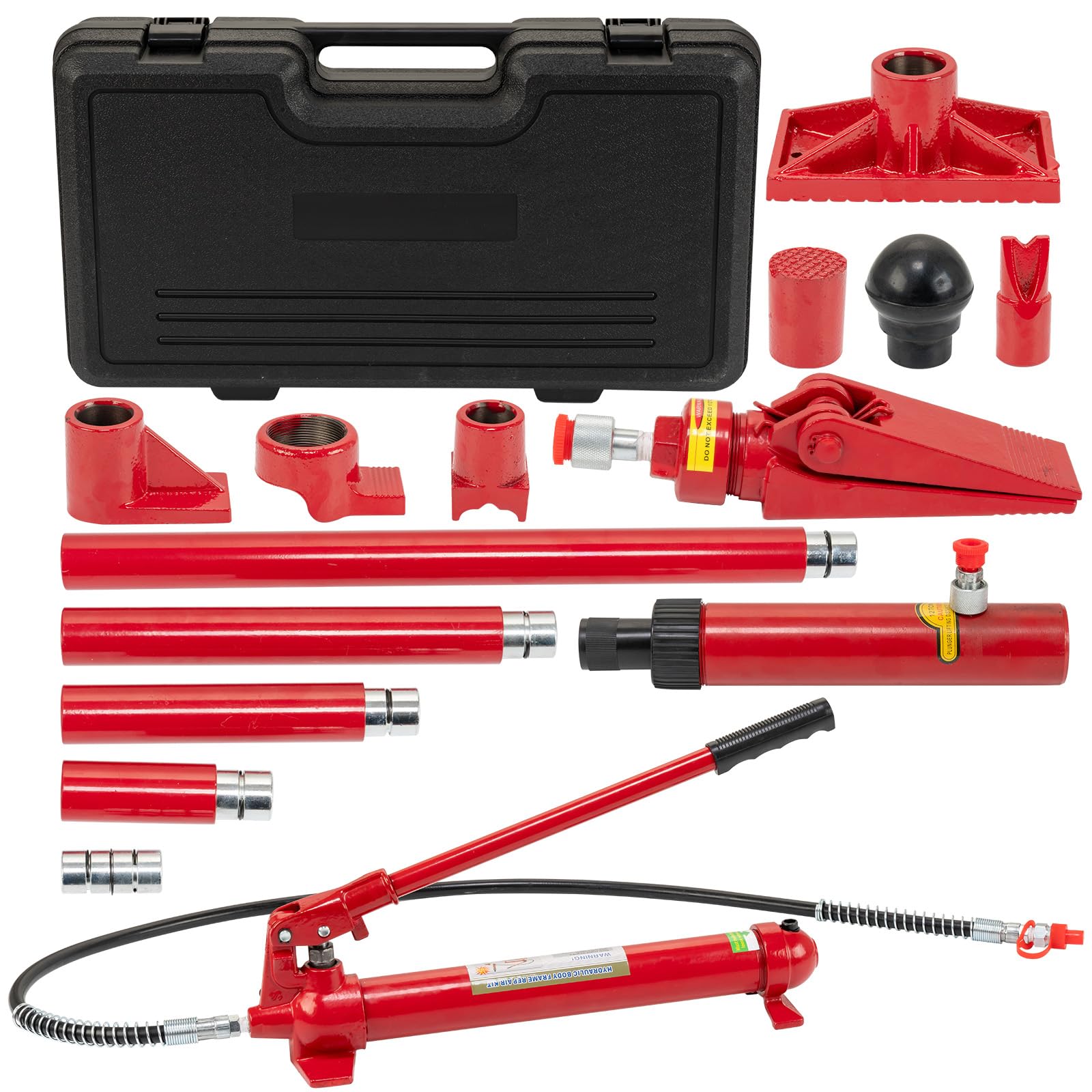 Garvee 12 Ton Porta Power Hydraulic Jack Kit with 4.6 ft Oil Hose for Car and Truck Repair, 26455 Lbs Capacity, Storage Case Included