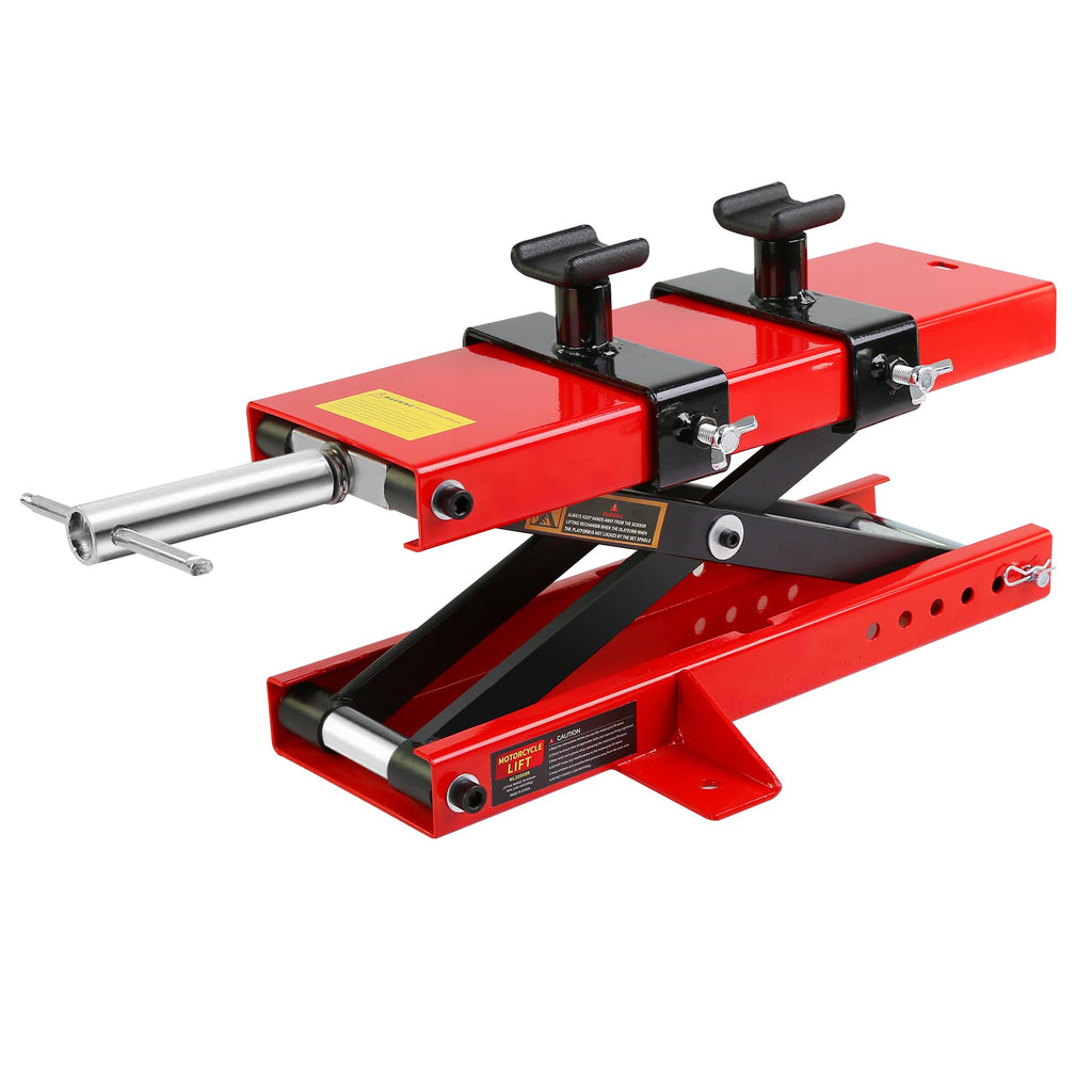 Garvee Motorcycle Scissor Lift Jack - 1100 lbs Capacity Scissor Jack with Saddle and Safety Pin, Ideal for ATVs and Dirt Bikes