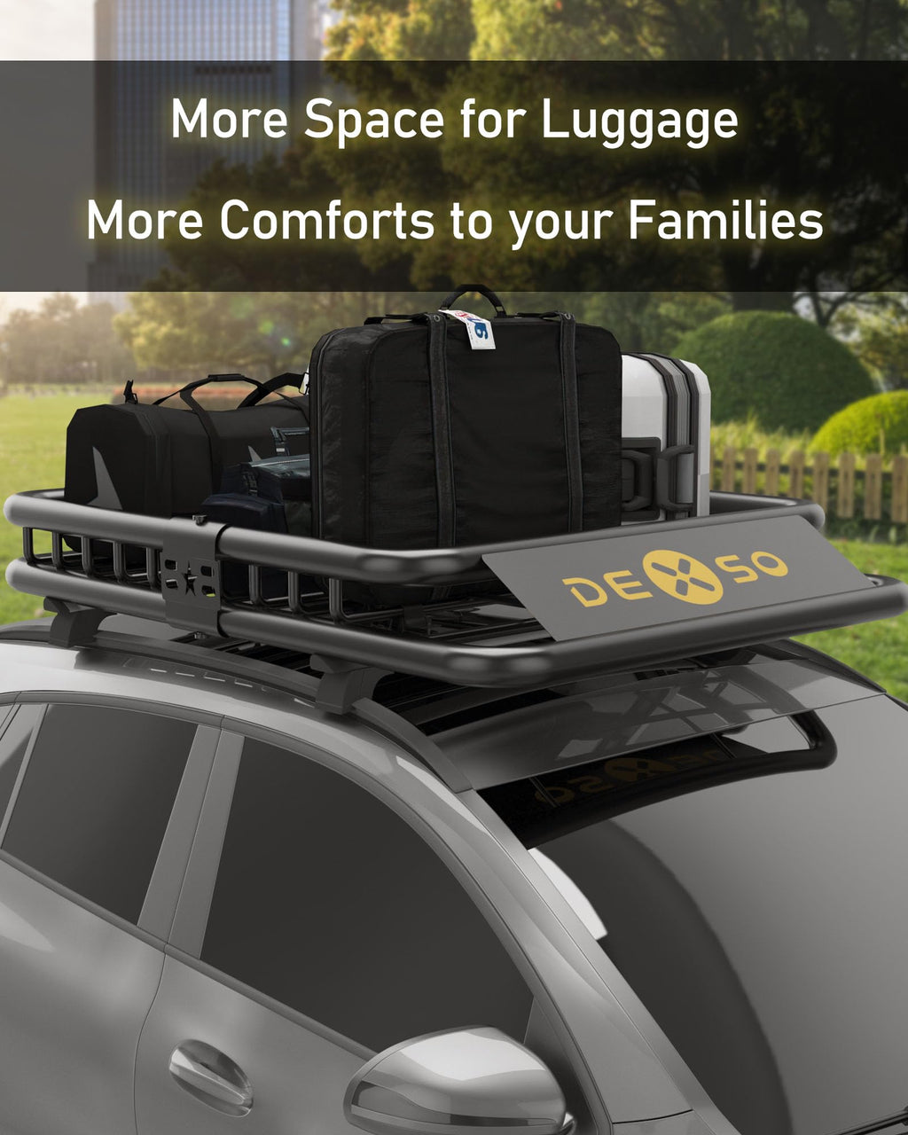 Garvee 51" x 36" x 5" Universal Roof Rack Carrier Basket, Heavy Duty Car Cargo Rack for SUVs and Trucks, Black, 200 Lbs Capacity
