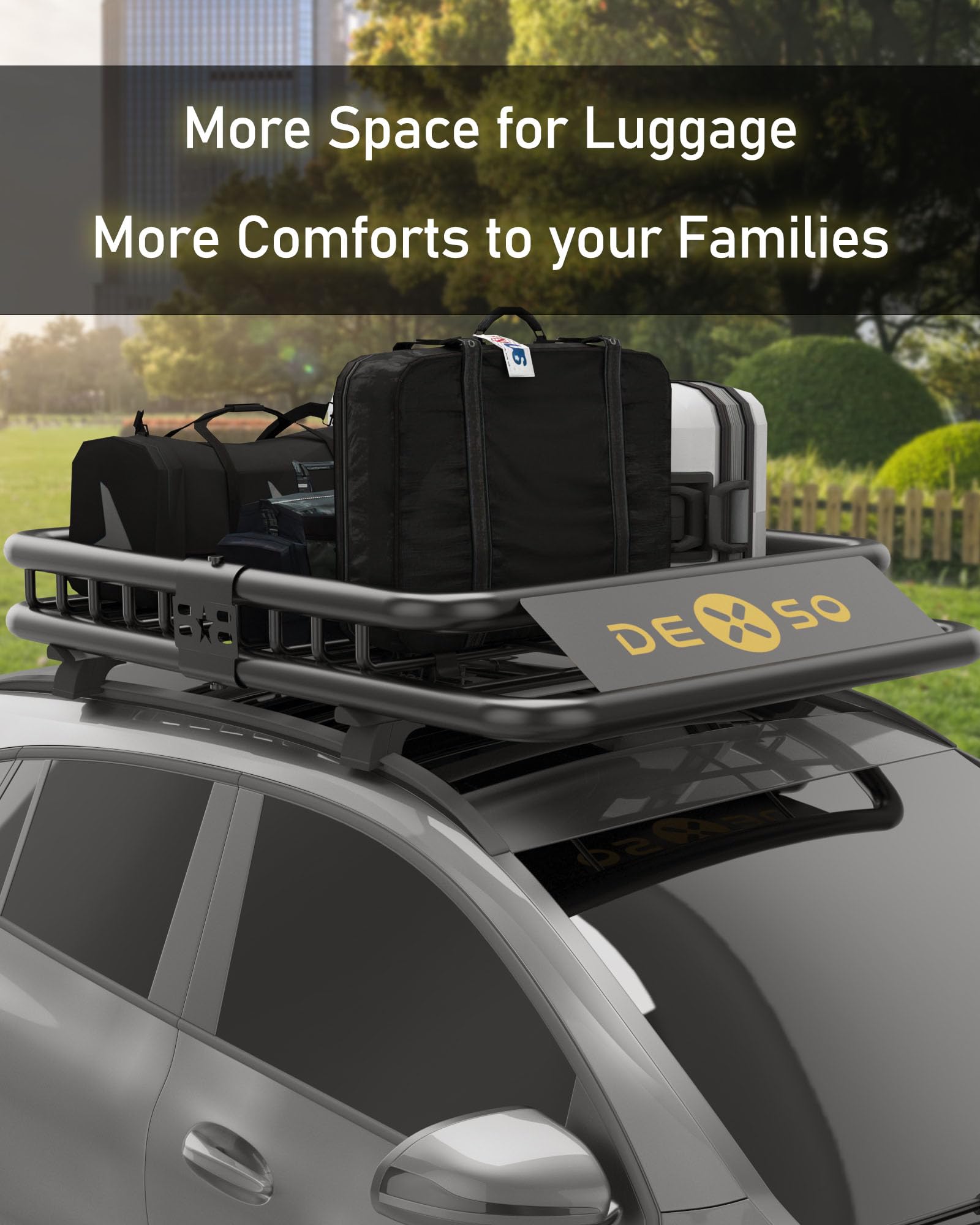 Garvee 51" x 36" x 5" Universal Roof Rack Carrier Basket, Heavy Duty Car Cargo Rack for SUVs and Trucks, Black, 200 Lbs Capacity