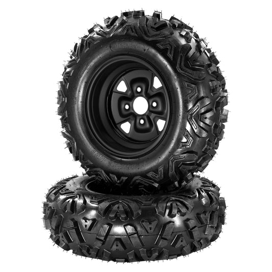 Garvee 2 PCS 25x10-12 ATV Tires with 12" Wheel Rim 4 Bolt, All-Season Off-Road Mud Sand Terrain, 12x7" Rim, Black