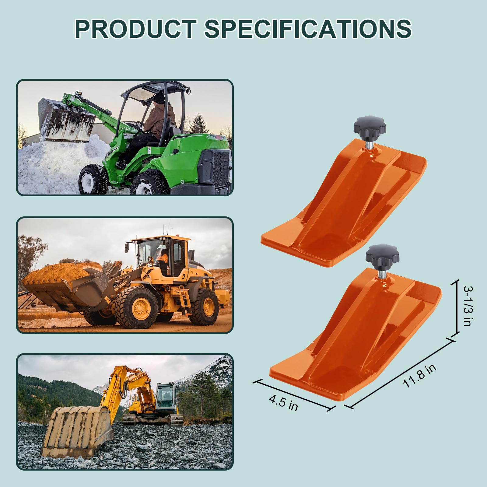 Garvee Tractor Bucket Protector, 2pcs Ski Edge Protector, Turf Tamer Skid Protector, Heavy Duty Steel Bucket Edge Anti-Skid Device, Bucket Attachment for Snow Leaves Removal Spreading Gravel