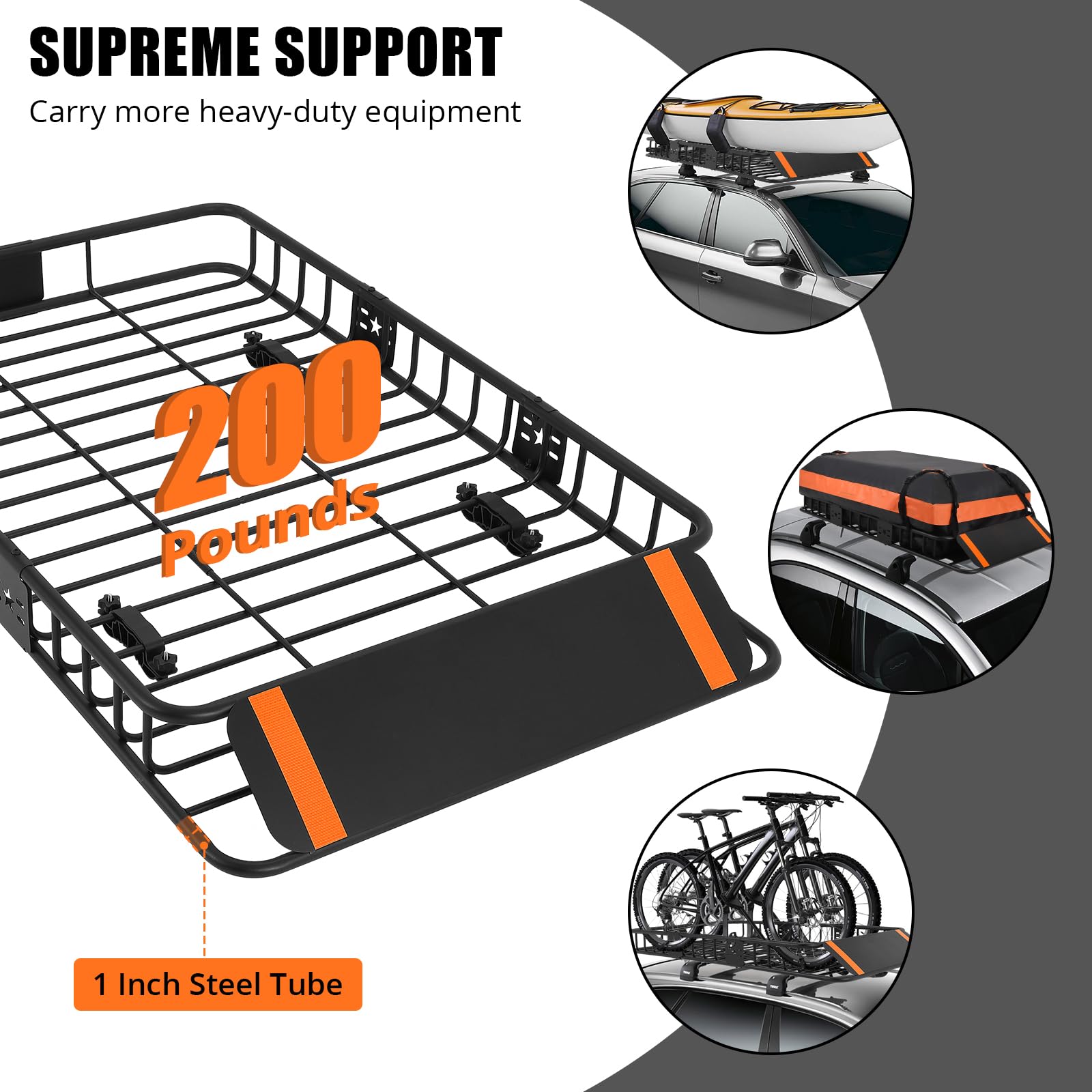 Garvee Roof Rack Cargo Basket 51"x36"x5" + Waterproof Cargo Bag 15 Cubic Feet - High Capacity, Premium Material, 200 LBS Capacity, Universal Carrier for SUV, Truck, Perfect for Travel