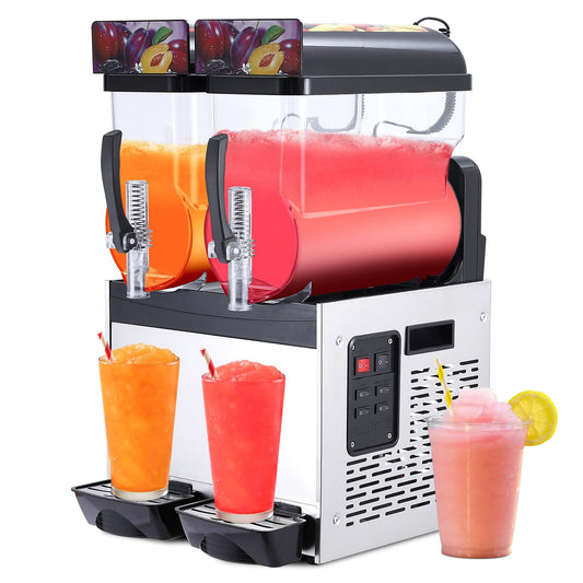 Garvee 30L Commercial Slushy Machine 700W Stainless Steel Self-Cleaning Produces 120 Cups/Hour for Margaritas Smoothies Cocktails Homes Coffee Shops Restaurants