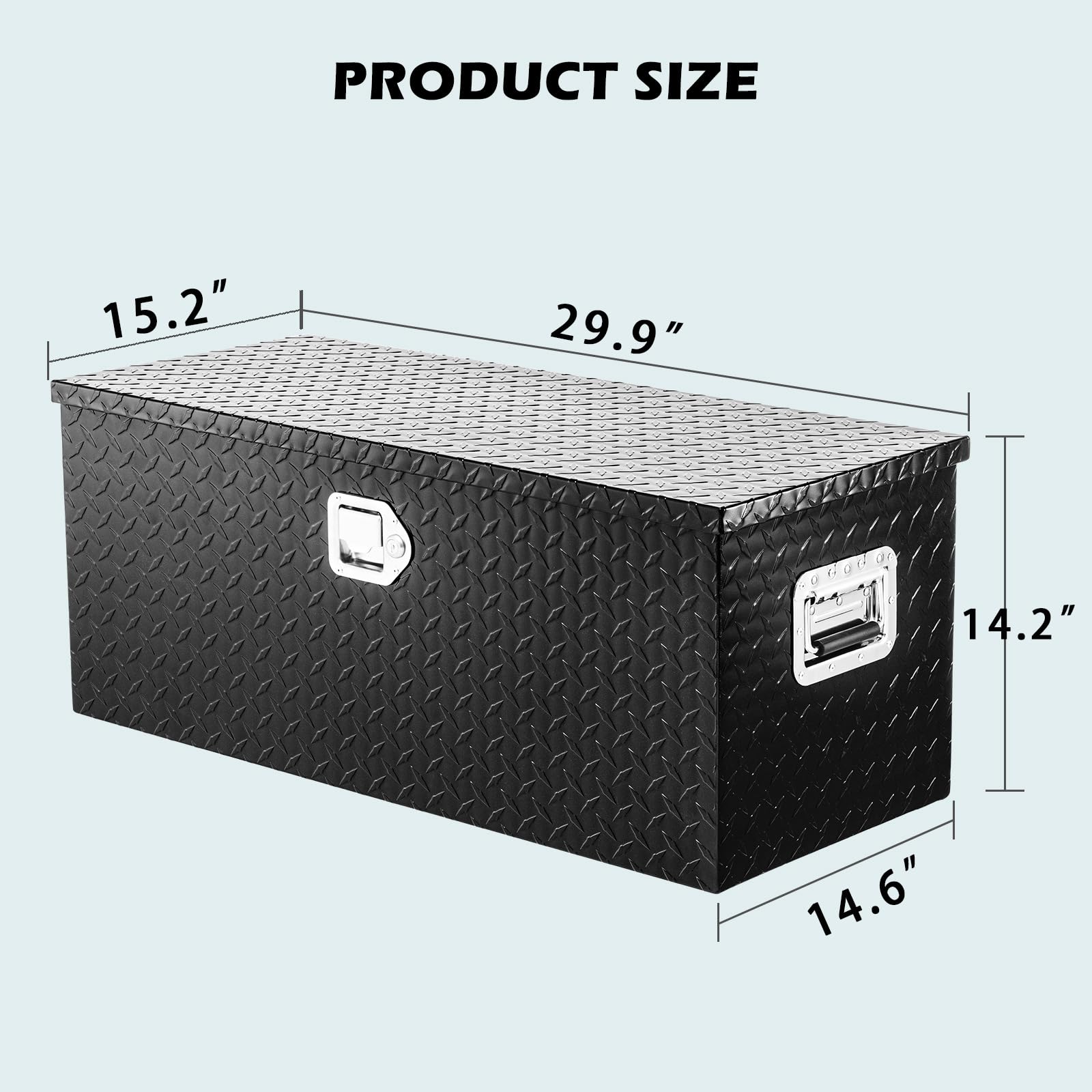 Garvee 30"x15"x14" Heavy-Duty Aluminum Truck Bed Tool Box - Diamond Plate Design for Pickup Trucks, RVs, and Trailers, Black - without Slide Box
