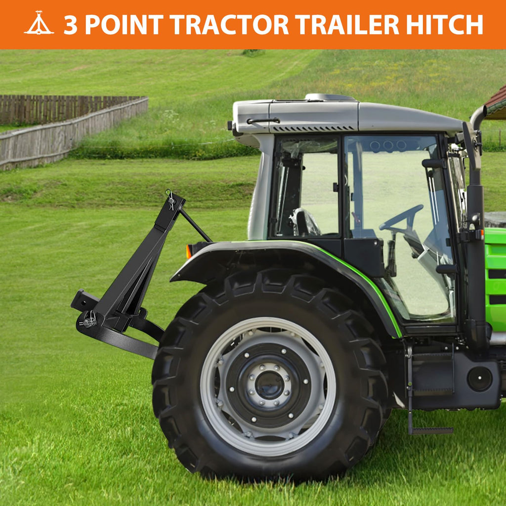 Garvee 3 Point Hitch 2" Receiver Heavy Duty Tow Drawbar Adapter for Category 1 Tractors Kubota BX John Deere LM25H WLM Tractor NorTrac Yanmar Kioti Farm Equipments