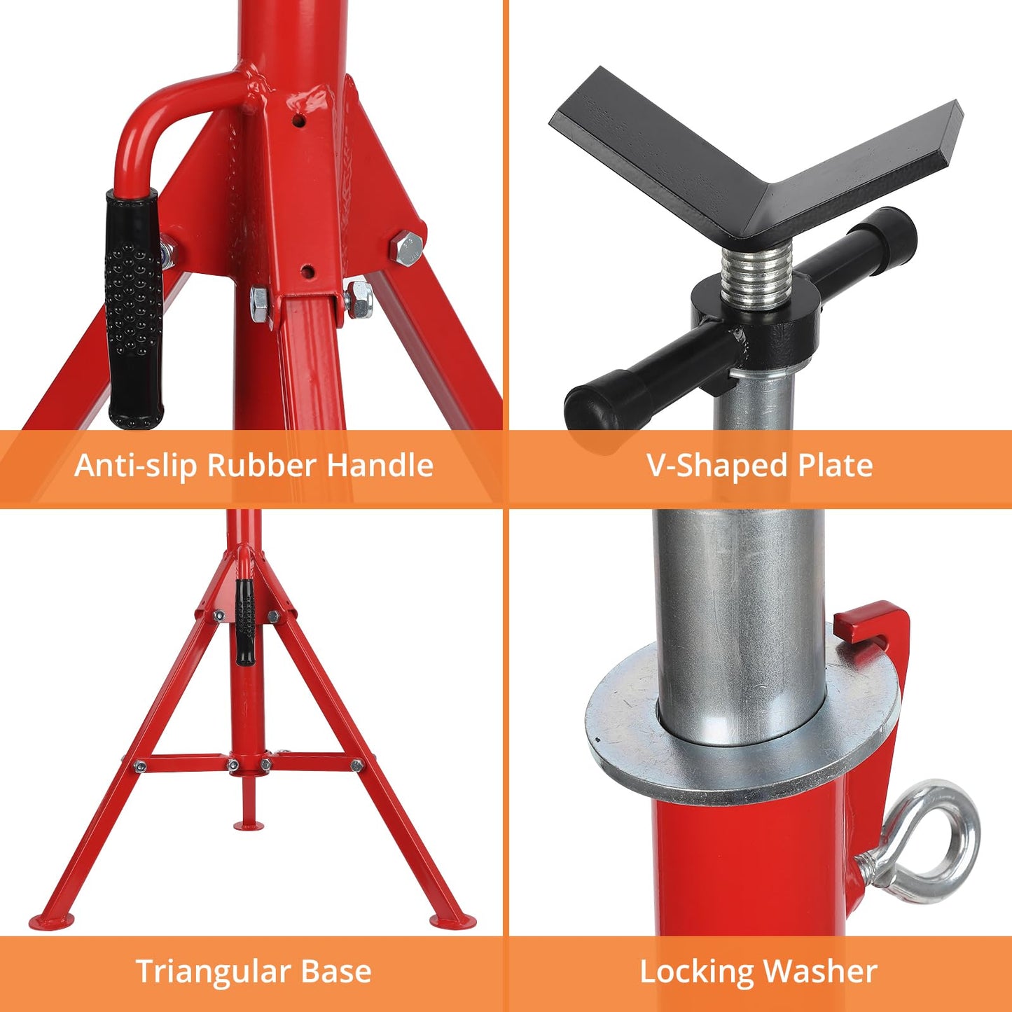 Garvee Heavy-Duty Pipe Jack Stand, 28 -52 Inch Adjustable Folding Pipe Stand, Ideal for Welding, Automotive, and Construction Projects - 2500 Lbs (Red)